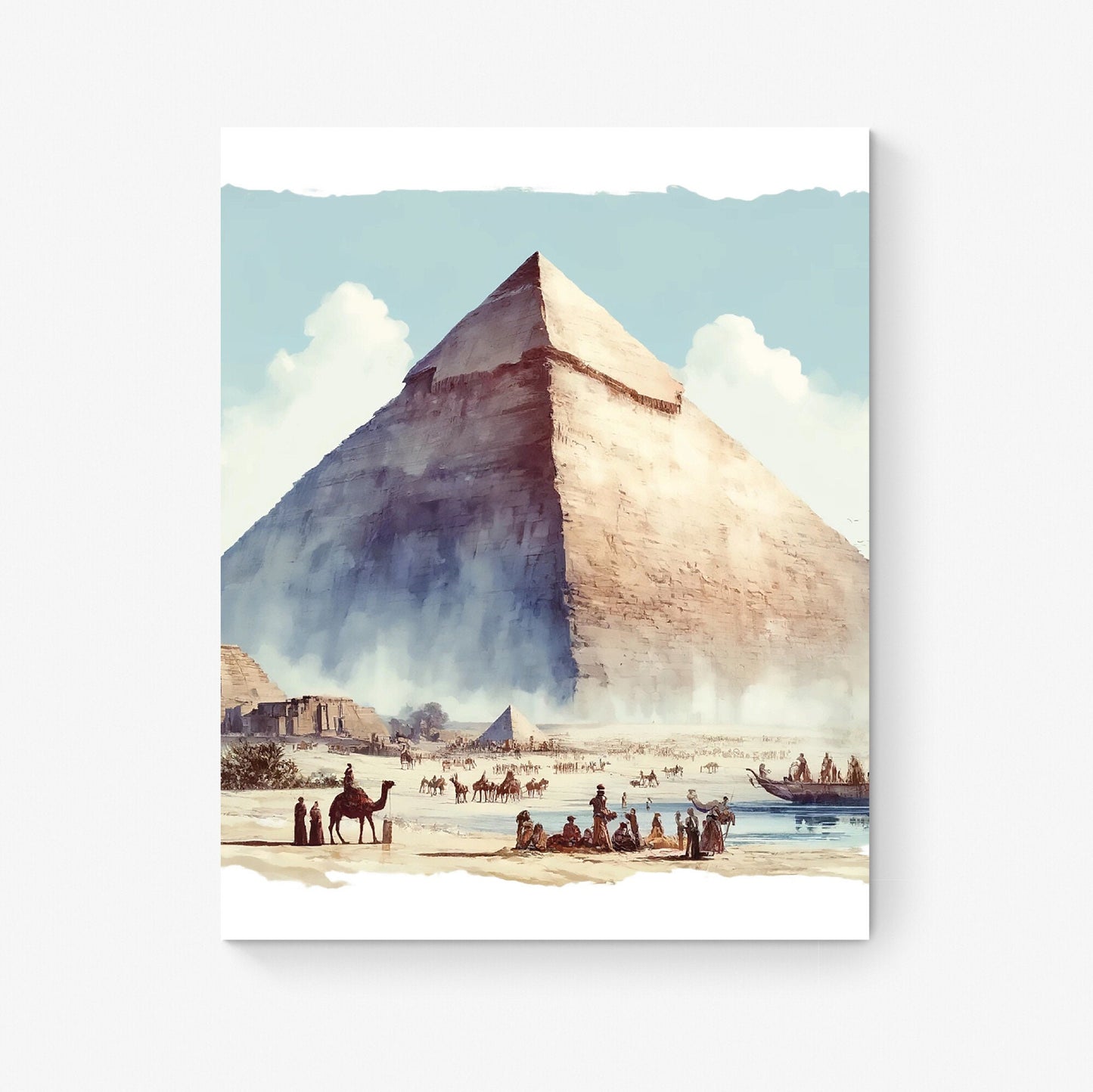 The Pyramid of Giza | Seven Wonders of the Ancient World Tourist Poster | Travel | Cultural Home Decor | History | Watercolor Wall Art Print