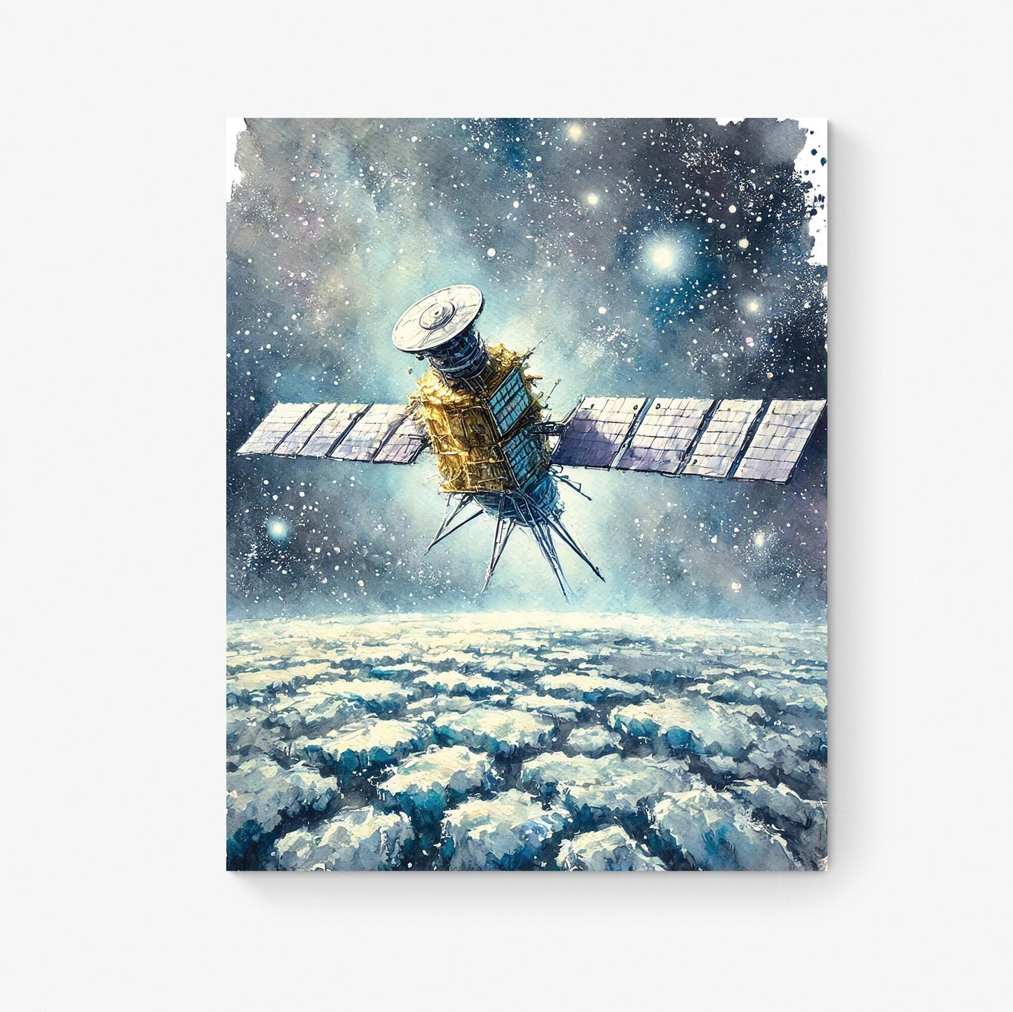 Europa Clipper Mission Art | Watercolor | Retro Sci Fi | Jupiter Moon | Space Flight | Living Room Home Decor | NASA Fine Art Print