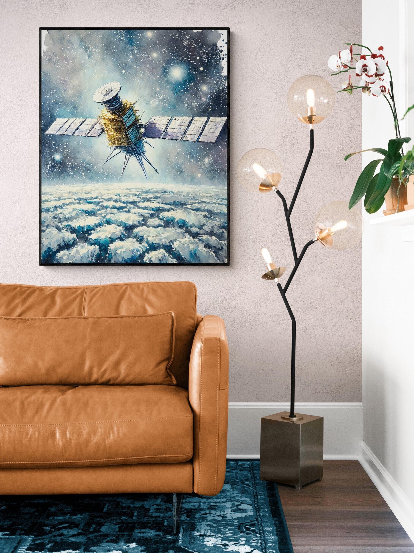 Europa Clipper Mission Art | Watercolor | Retro Sci Fi | Jupiter Moon | Space Flight | Living Room Home Decor | NASA Fine Art Print