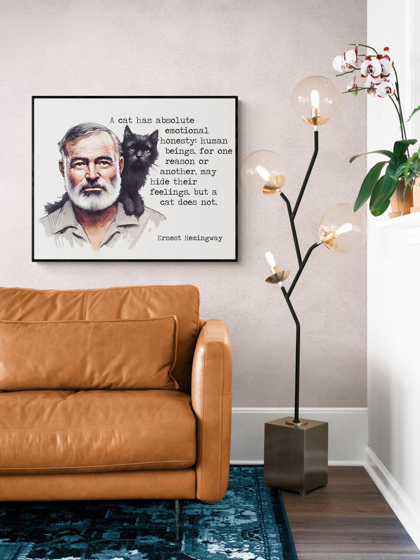 A Cat | Ernest Hemingway Quote | Cat Lover | Funny Humor | Books | Literary | Watercolor | Home Decor | Art Print