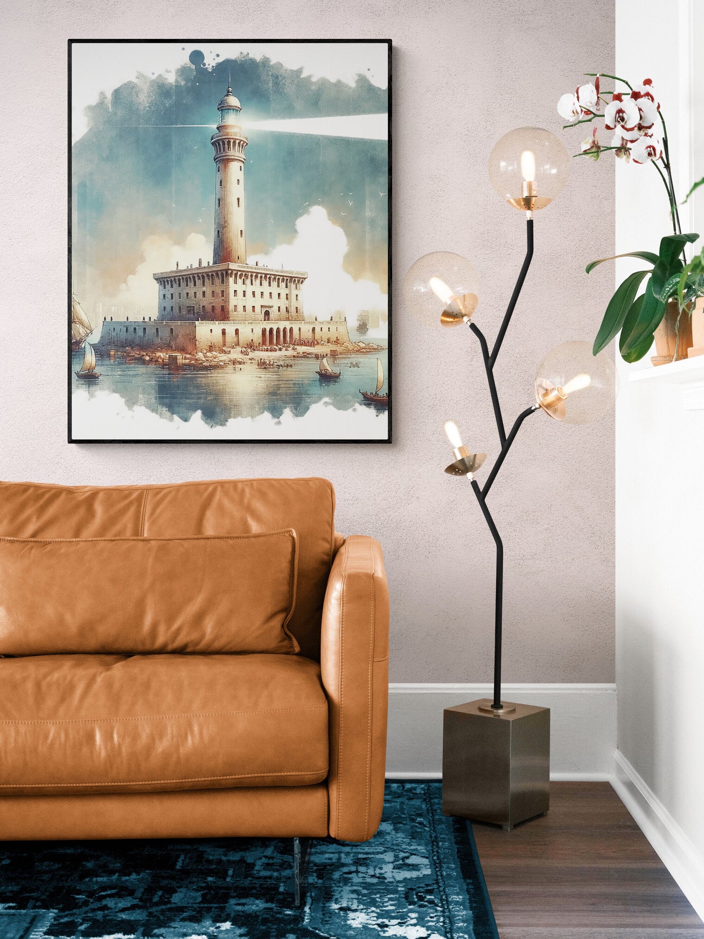 The Lighthouse of Alexandria | Seven Wonders of the Ancient World Tourist Poster | Travel | Home Decor | History | Watercolor Wall Art Print