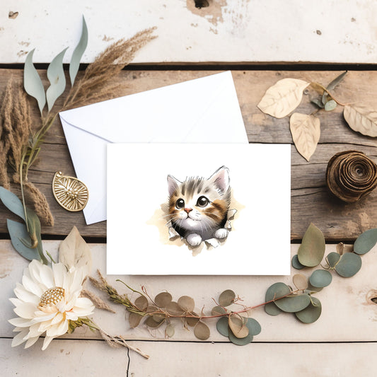 Personalized Adorable Kitten Get Well Soon Card | Unique Custom Gift | High-Quality Card Stock with Envelope