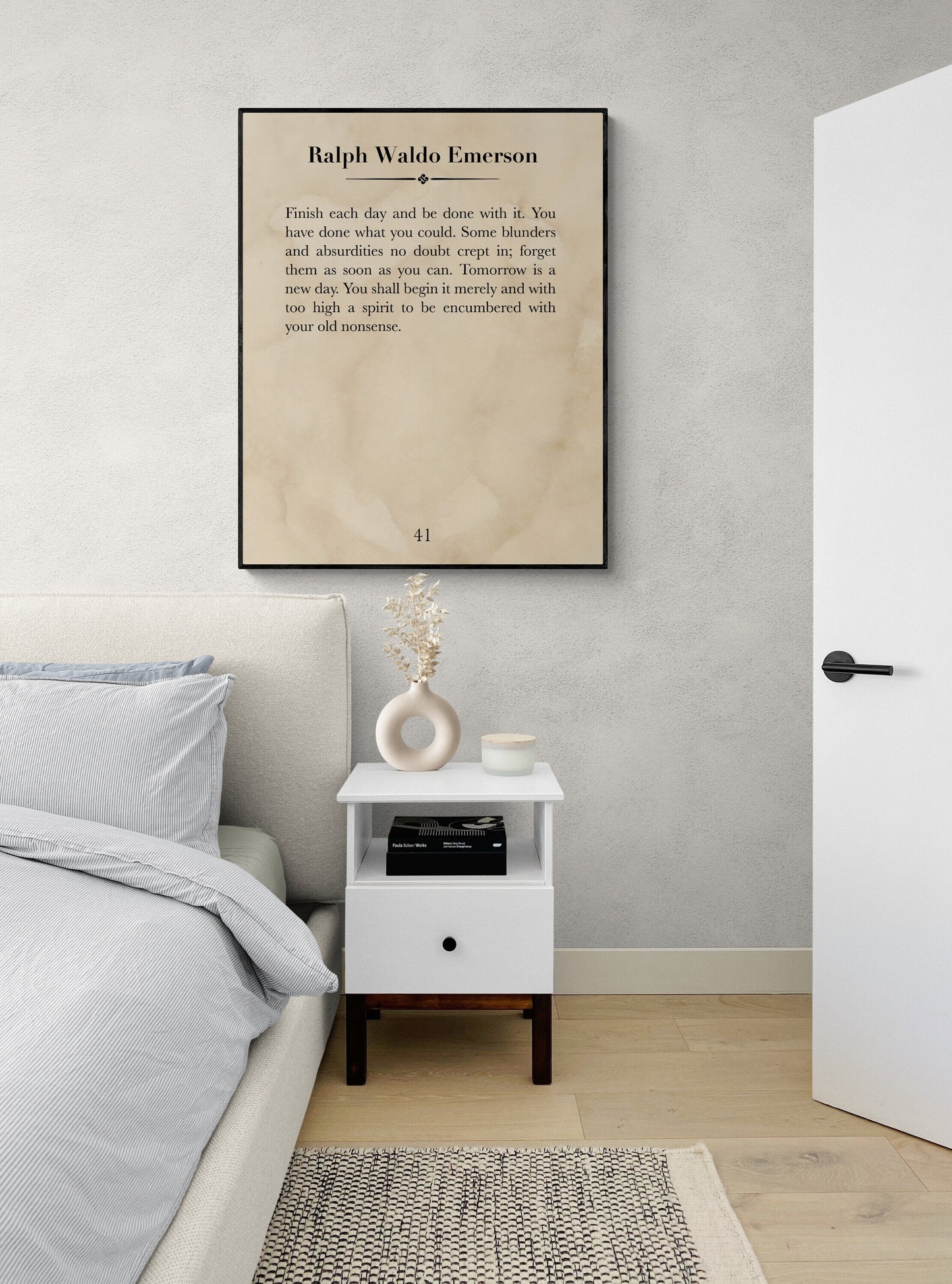 Finish Each Day And Be Done With It | Ralph Waldo Emerson Quote | Home Decor Wall Artwork | Inspirational Gifts | Literary Book | Art Print
