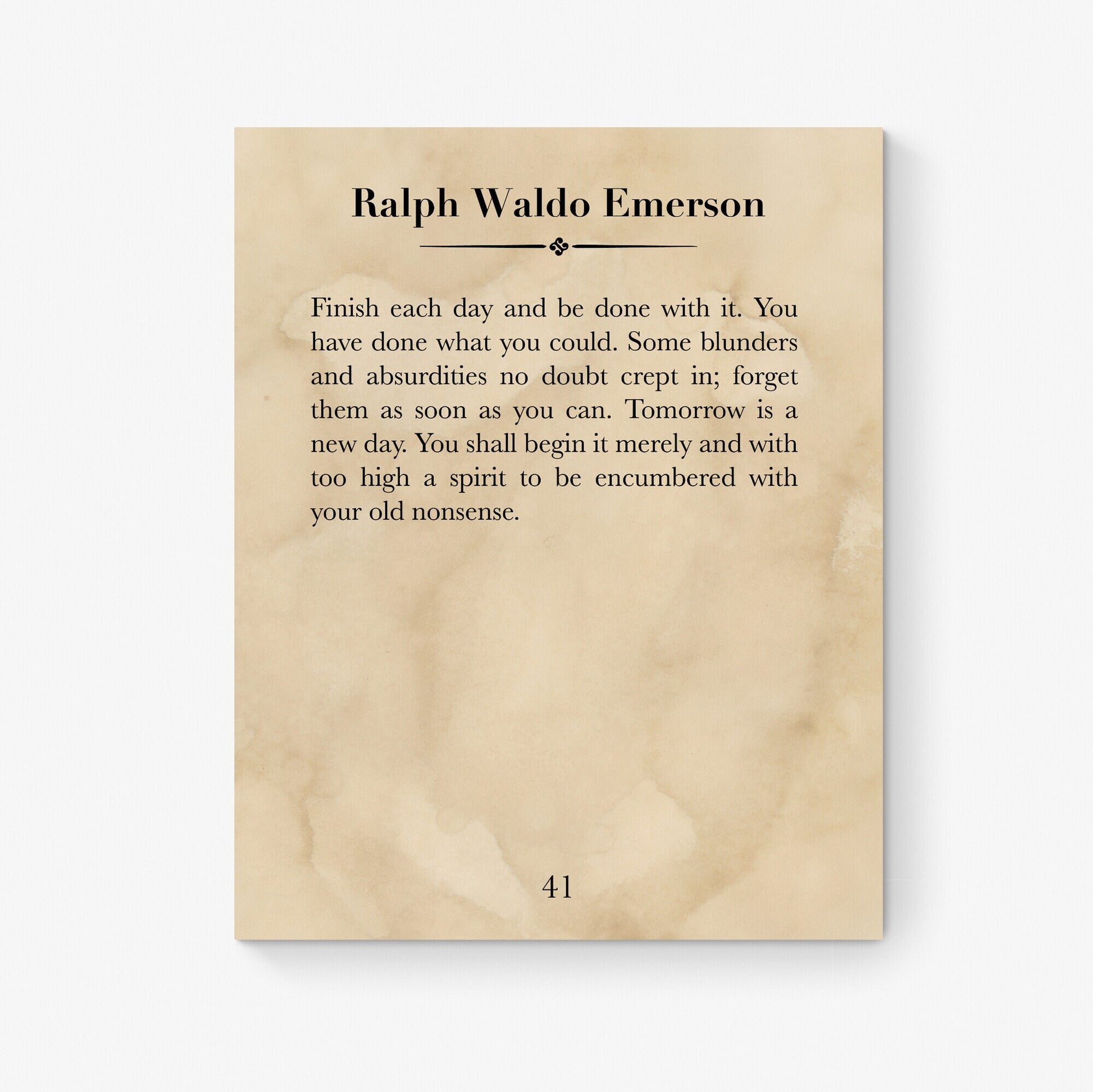 Finish Each Day And Be Done With It | Ralph Waldo Emerson Quote | Home Decor Wall Artwork | Inspirational Gifts | Literary Book | Art Print