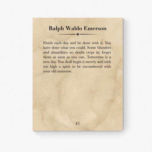 Finish Each Day And Be Done With It | Ralph Waldo Emerson Quote | Home Decor Wall Artwork | Inspirational Gifts | Literary Book | Art Print