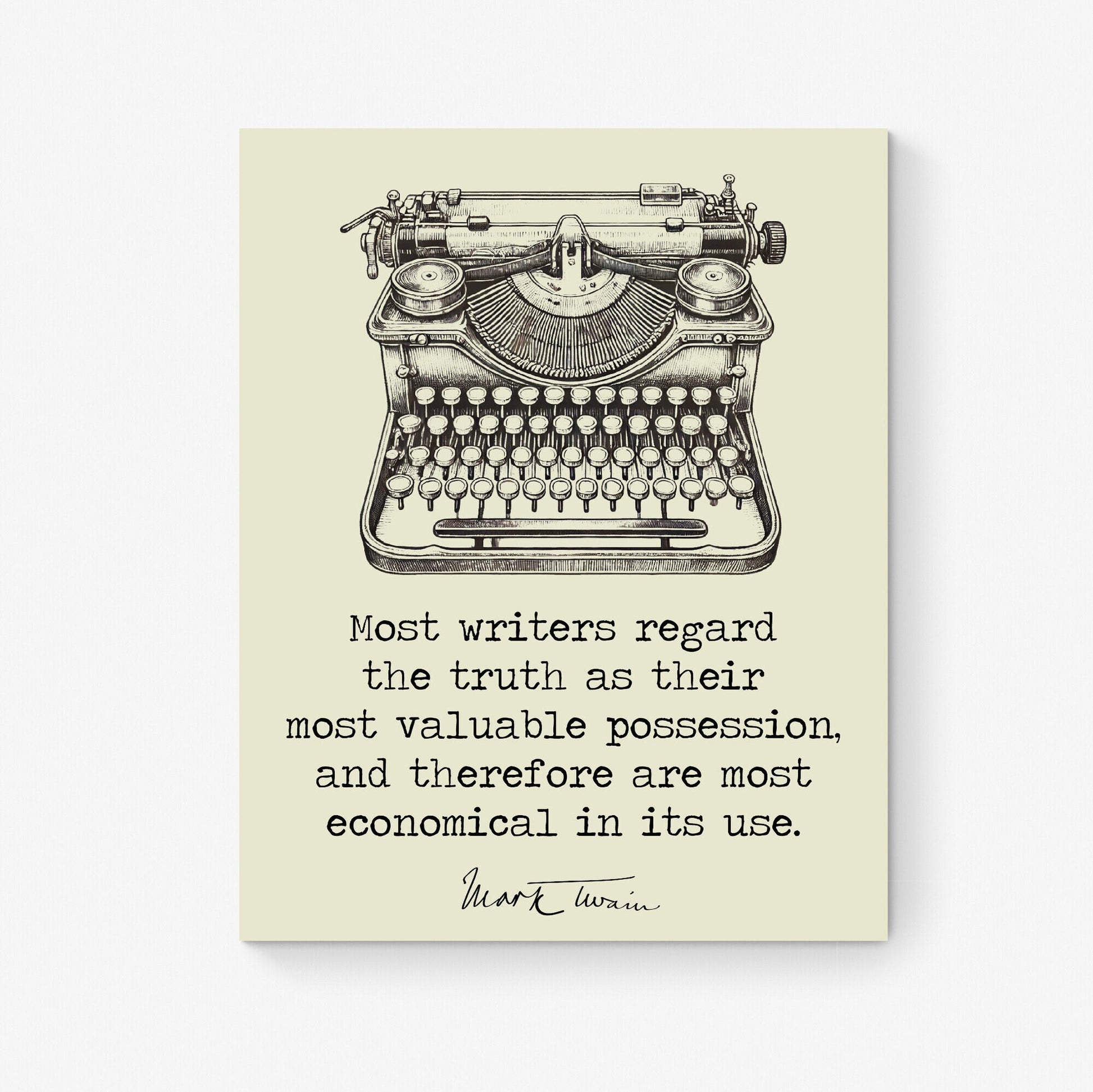 Most Writers Regard The Truth | Mark Twain Quote | Watercolor Motivational | Book | Literary Home Decor | Living Room | Typography Art Print