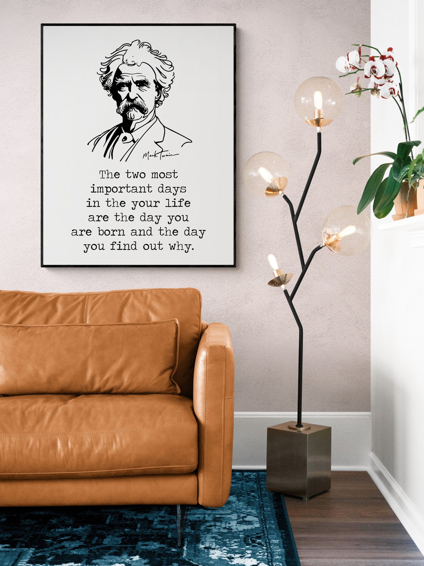 The Two Most Important Days | Mark Twain Quote | Motivational | Book Line Drawing | Literary Home Decor | Living Room | Art Print