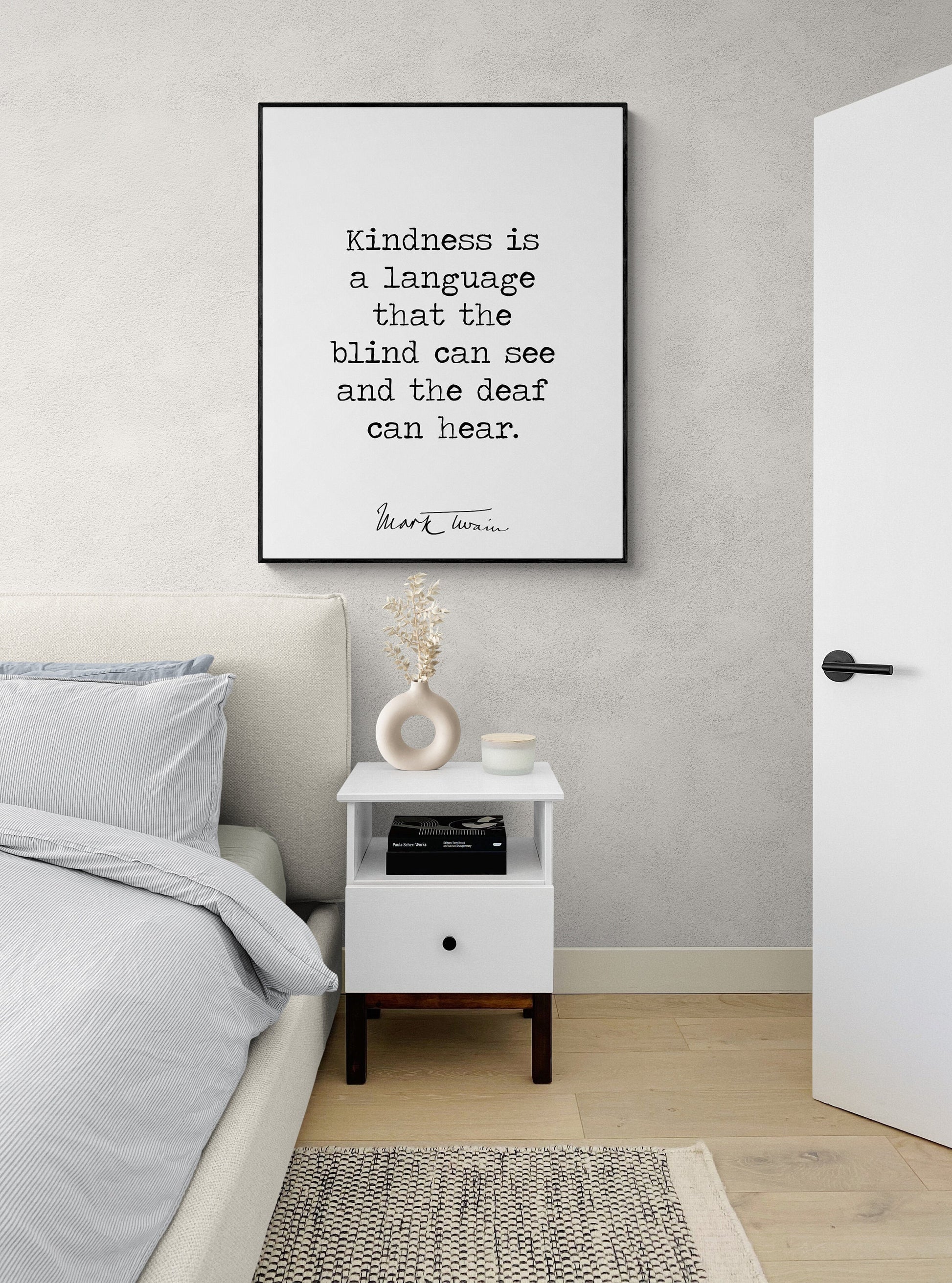Kindness Is A Language That The Blind Can See | Mark Twain Quote | Motivational | Literary Home Decor | Living Room | Typography Art Print