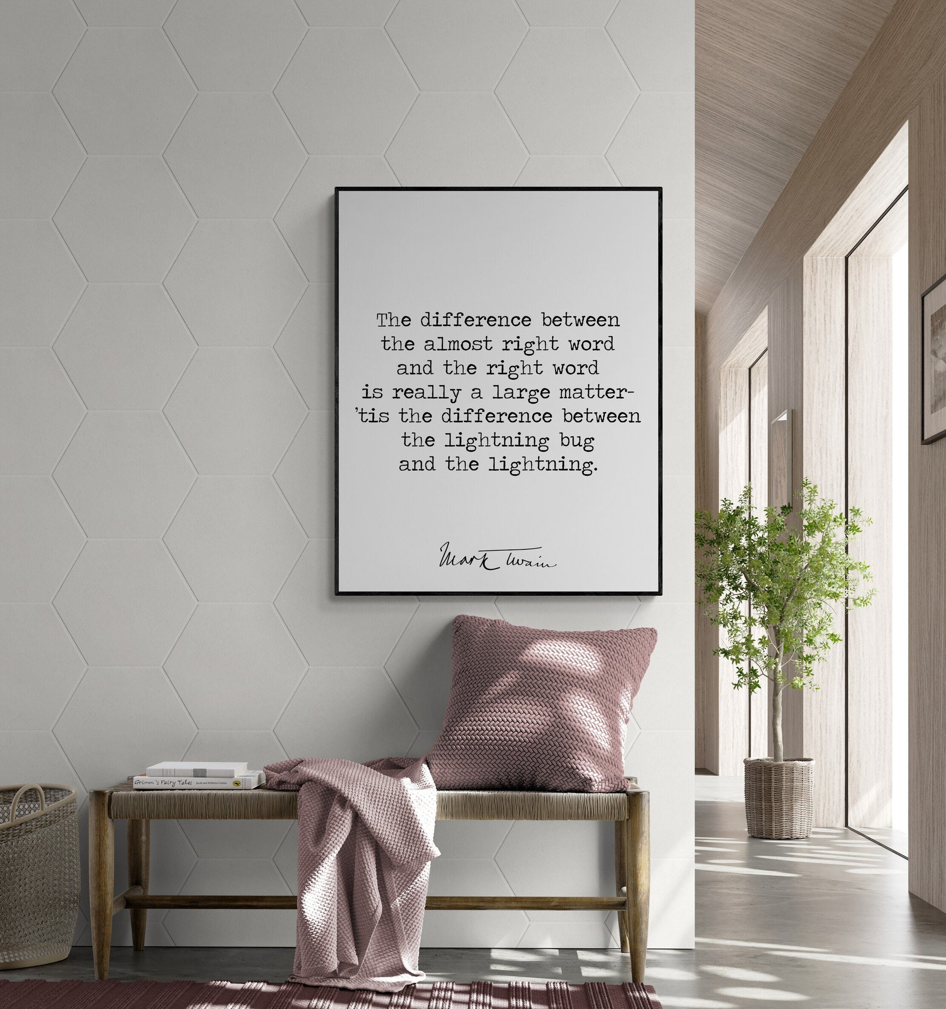 The Difference Between The Almost Right Word | Mark Twain Quote | Motivational | Literary Home Decor | Living Room | Typography Art Print