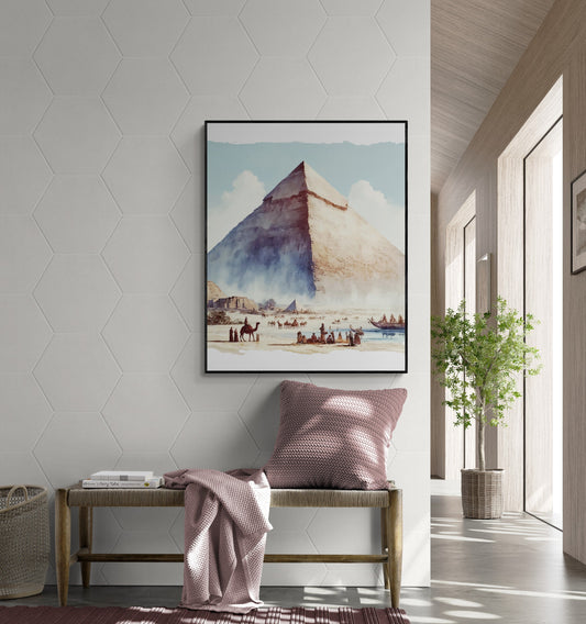 The Pyramid of Giza | Seven Wonders of the Ancient World Tourist Poster | Travel | Cultural Home Decor | History | Watercolor Wall Art Print