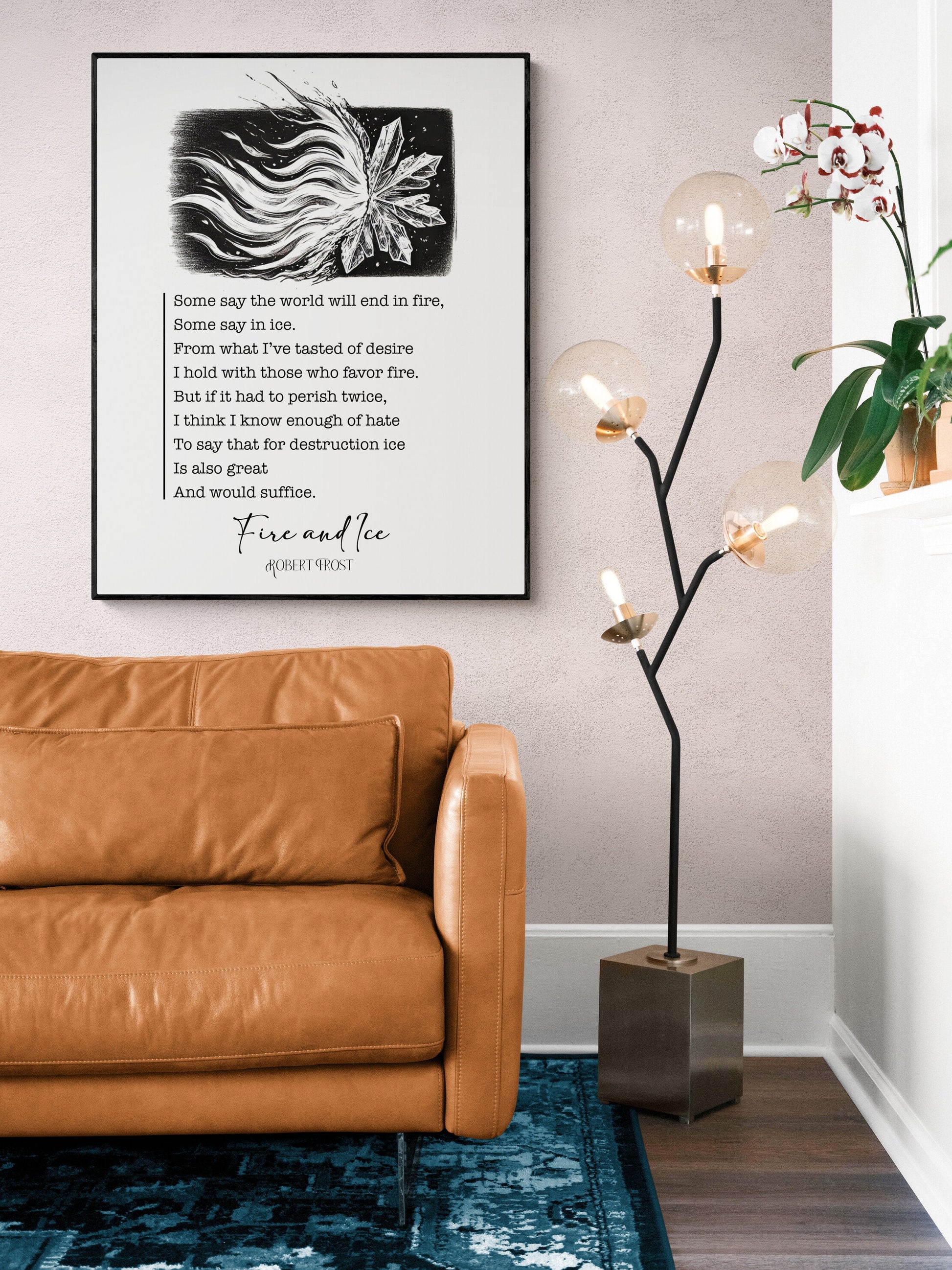 Fire and Ice | Robert Frost | Poem | The World Will End In Fire | Poetry | Literary Book | Inspirational | Motivational Sketch Art Print