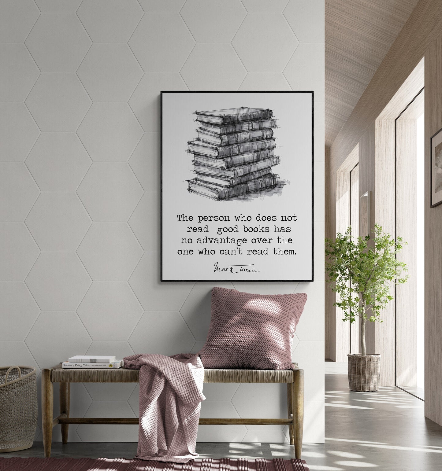 The Person Who Does Not Read Good Books | Watercolor | Mark Twain Quote | Motivational | Literary Home Decor | Living Room | Art Print
