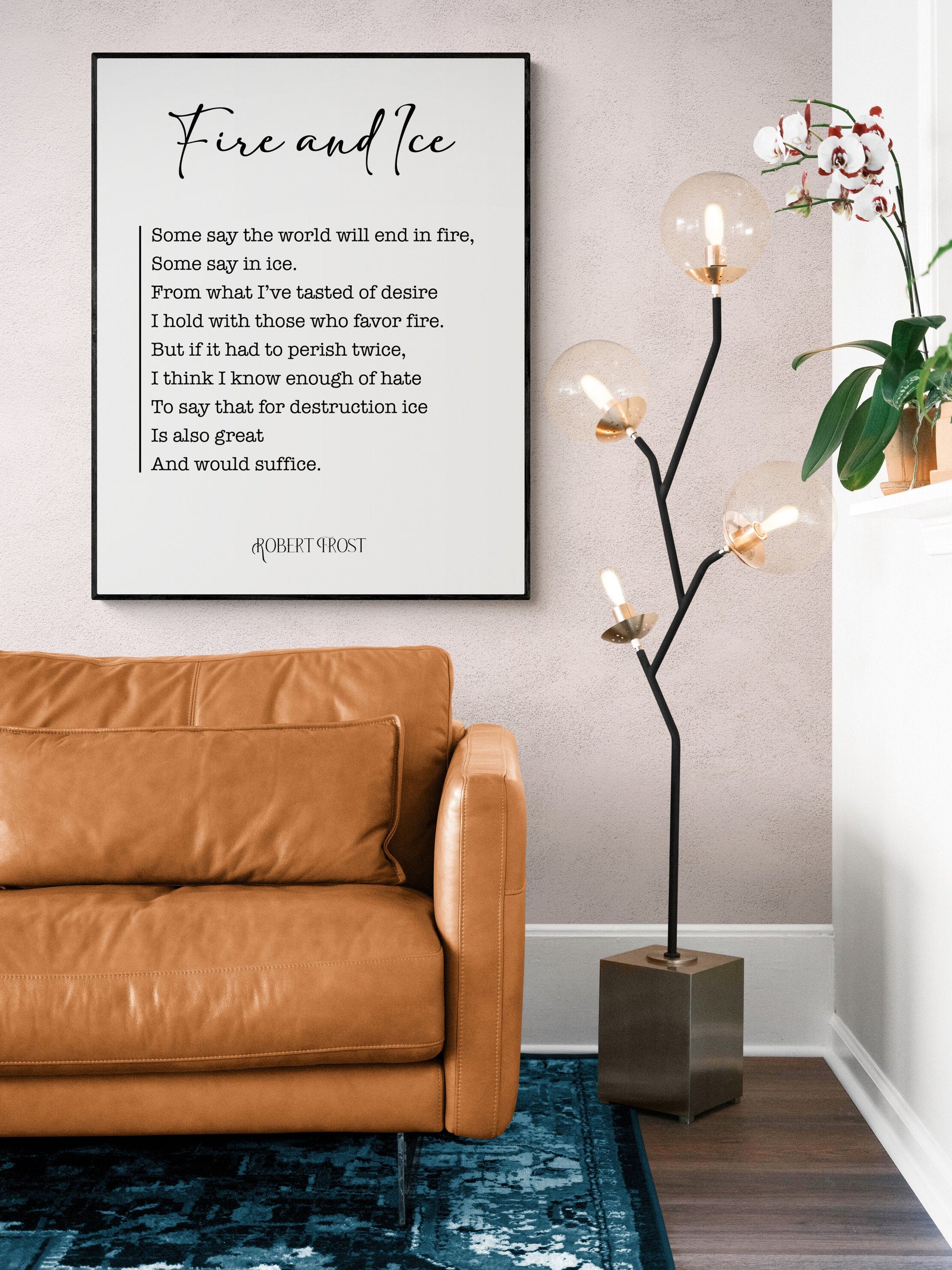 Fire and Ice | Robert Frost | Poem | The World Will End In Fire | Poetry | Literary Book | Inspirational | Motivational Typography Art Print