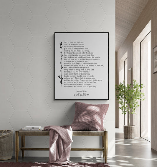 This Is What You Shall Do | Walt Whitman Quote Poem | Leaves of Grass | Poetry | Literary Book | Inspirational | Motivational Art Print