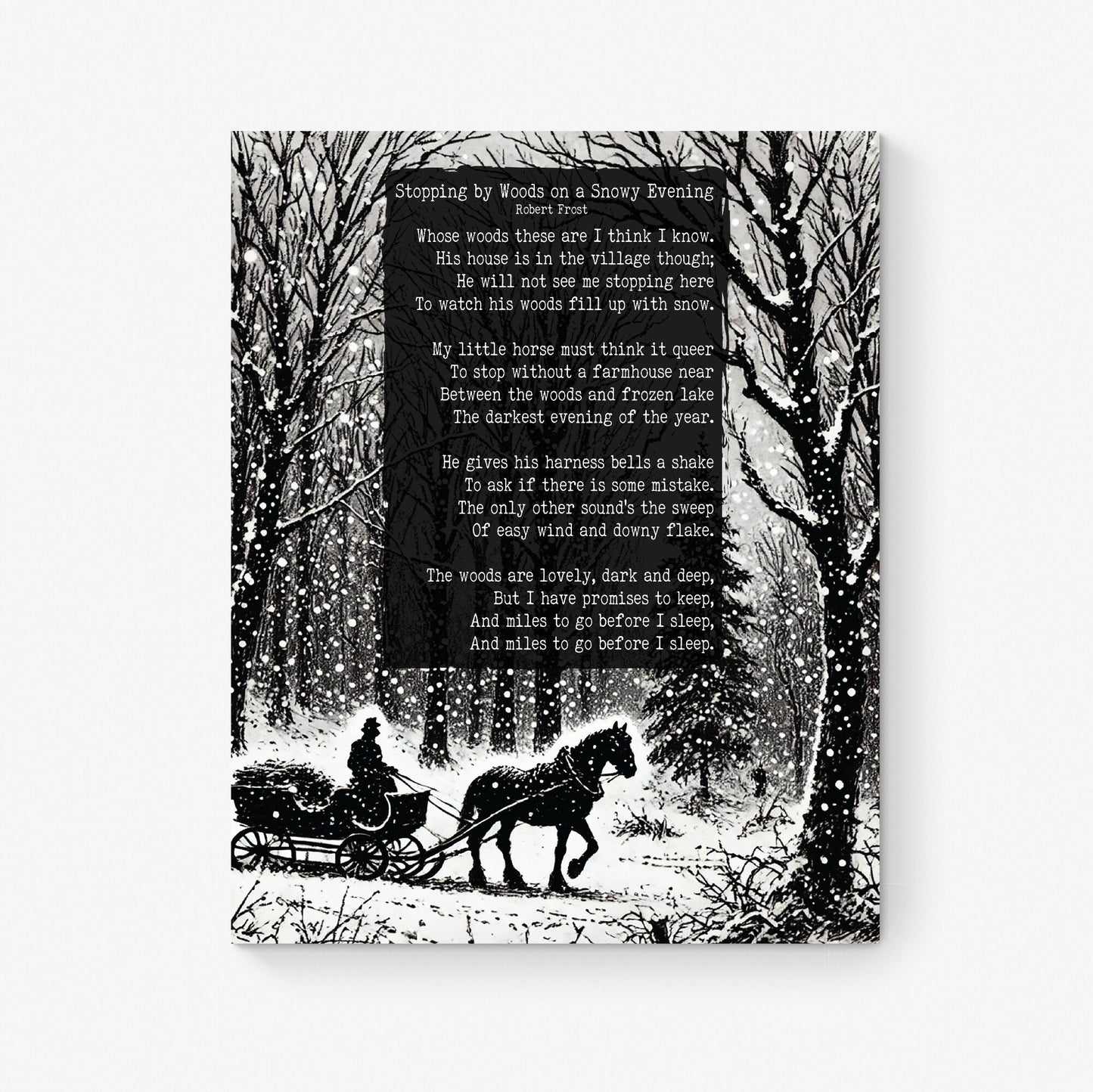 Stopping by Woods On A Snowy Evening | Robert Frost | Poem | Poetry | Literary Book | Inspirational | Motivational Sketch Art Print
