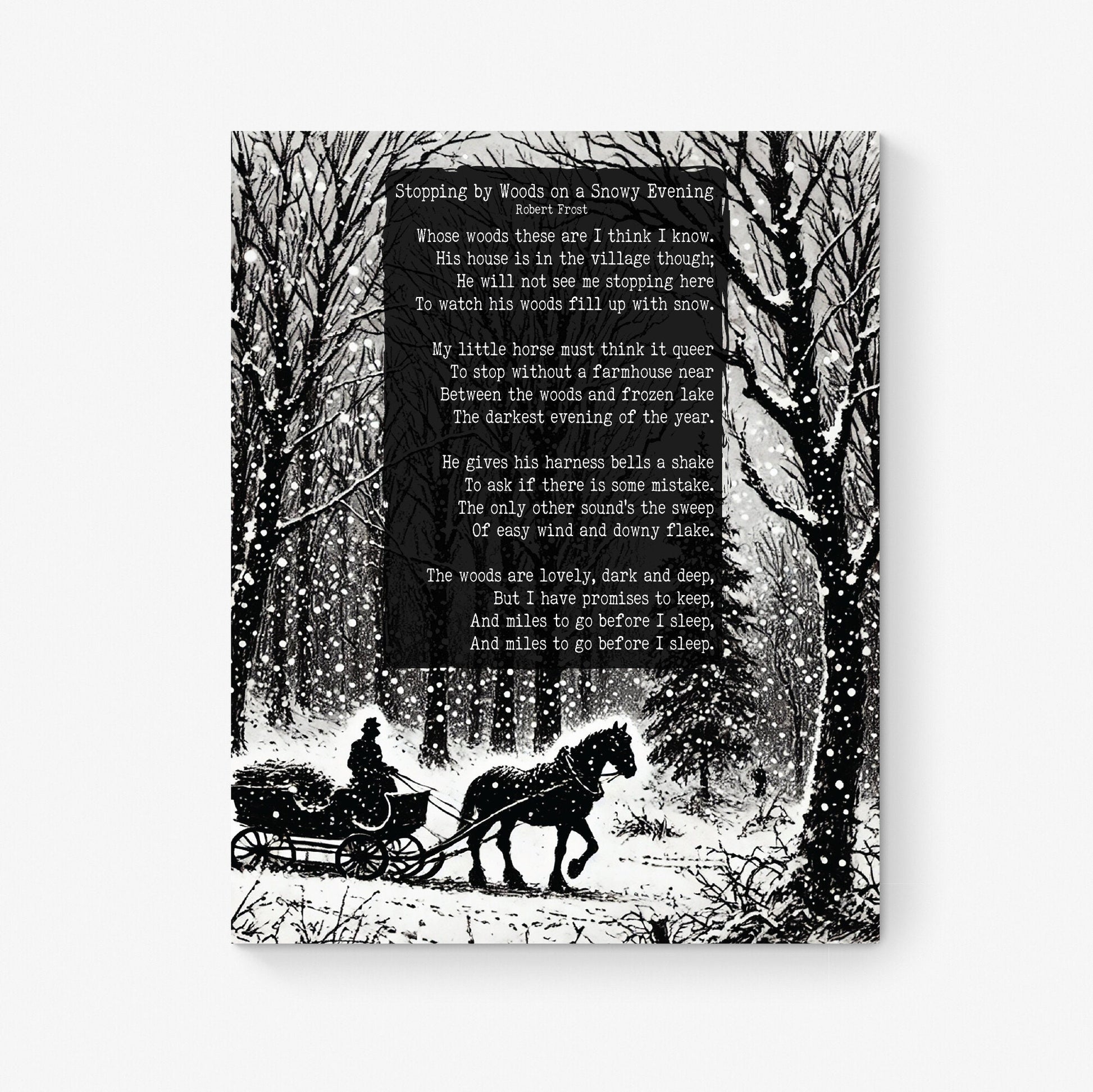 Stopping by Woods On A Snowy Evening | Robert Frost | Poem | Poetry | Literary Book | Inspirational | Motivational Sketch Art Print