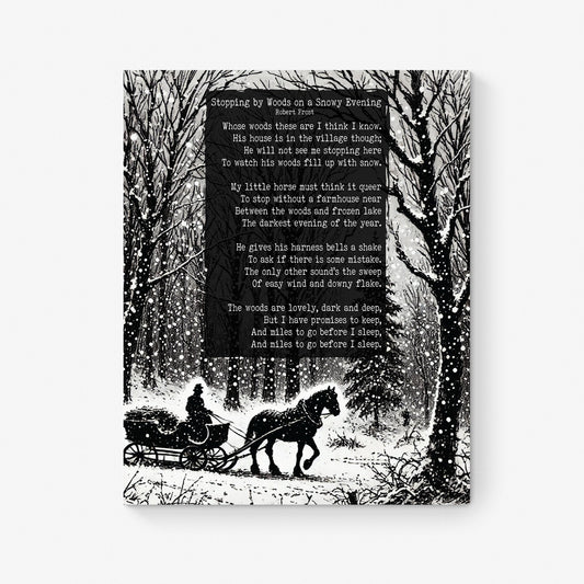Stopping by Woods On A Snowy Evening | Robert Frost | Poem | Poetry | Literary Book | Inspirational | Motivational Sketch Art Print