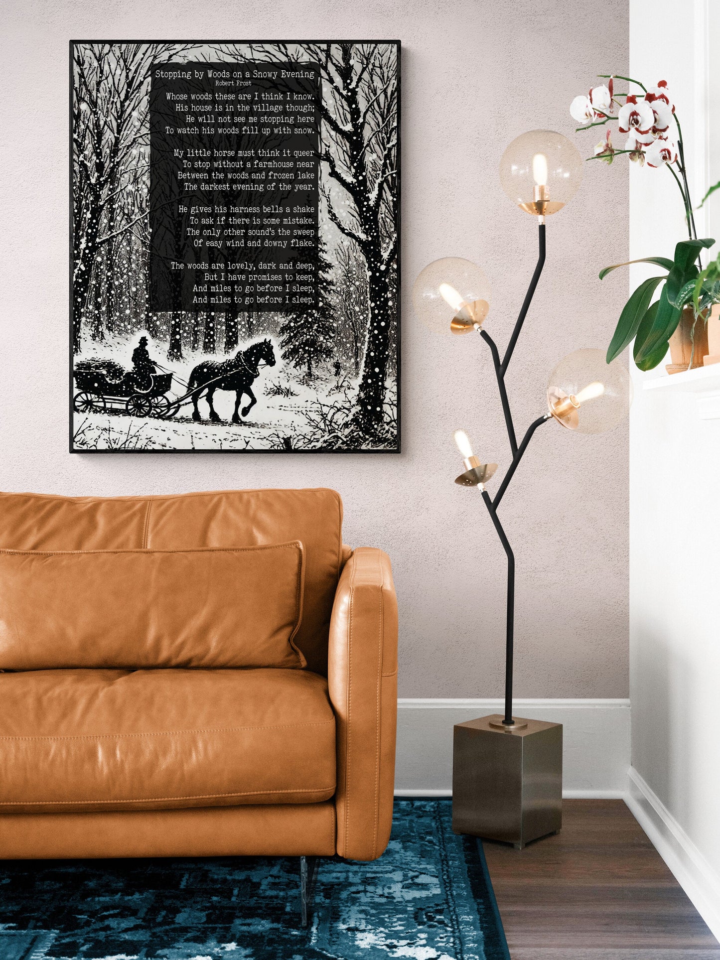 Stopping by Woods On A Snowy Evening | Robert Frost | Poem | Poetry | Literary Book | Inspirational | Motivational Sketch Art Print