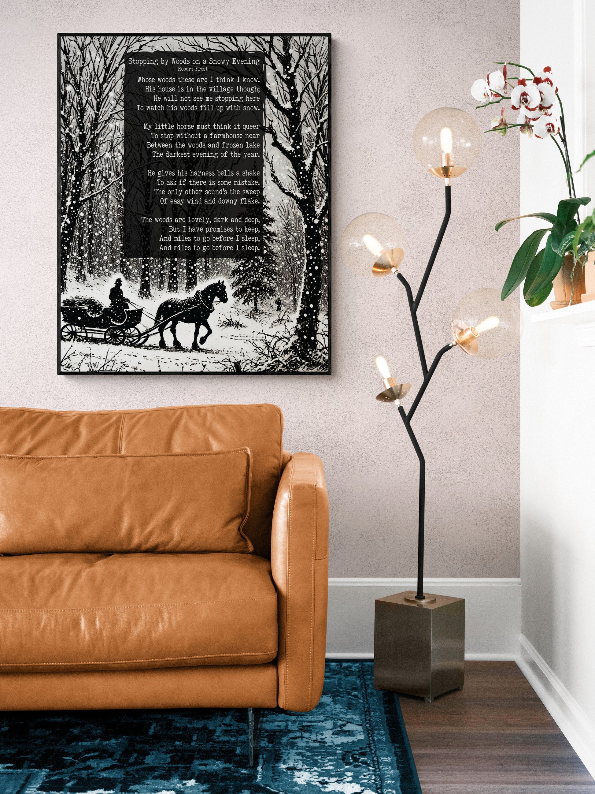 Stopping by Woods On A Snowy Evening | Robert Frost | Poem | Poetry | Literary Book | Inspirational | Motivational Sketch Art Print