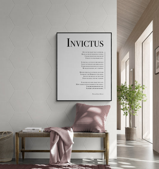 Invictus | I Am The Master Of My Fate | William Ernest Henley Quote Poem | Poetry | Literary Book | Inspirational | Motivational Art Print