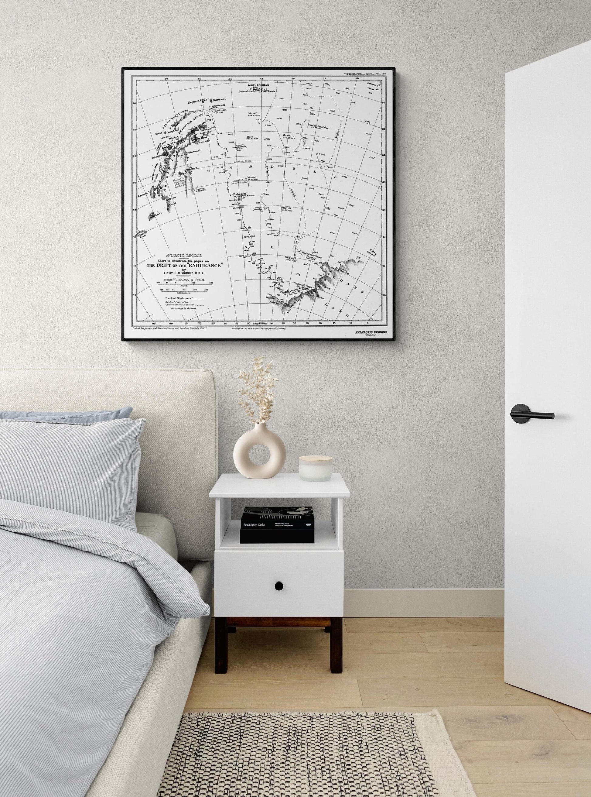Ernest Shackleton Expedition Map | HMS Endurance | Home Decor | Living Room Artwork | Ship Boat Nautical Navy History | Vintage Art Print