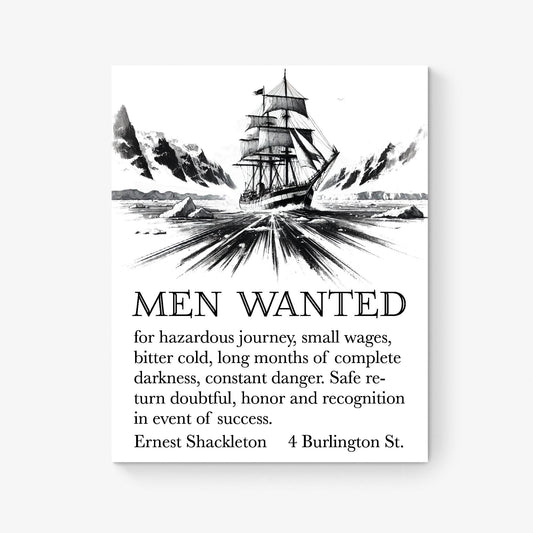 Ernest Shackleton Expedition Help Wanted Advertisement | Home Decor | Living Room | Ship Boat Navy Nautical Sketch | Vintage Art Print