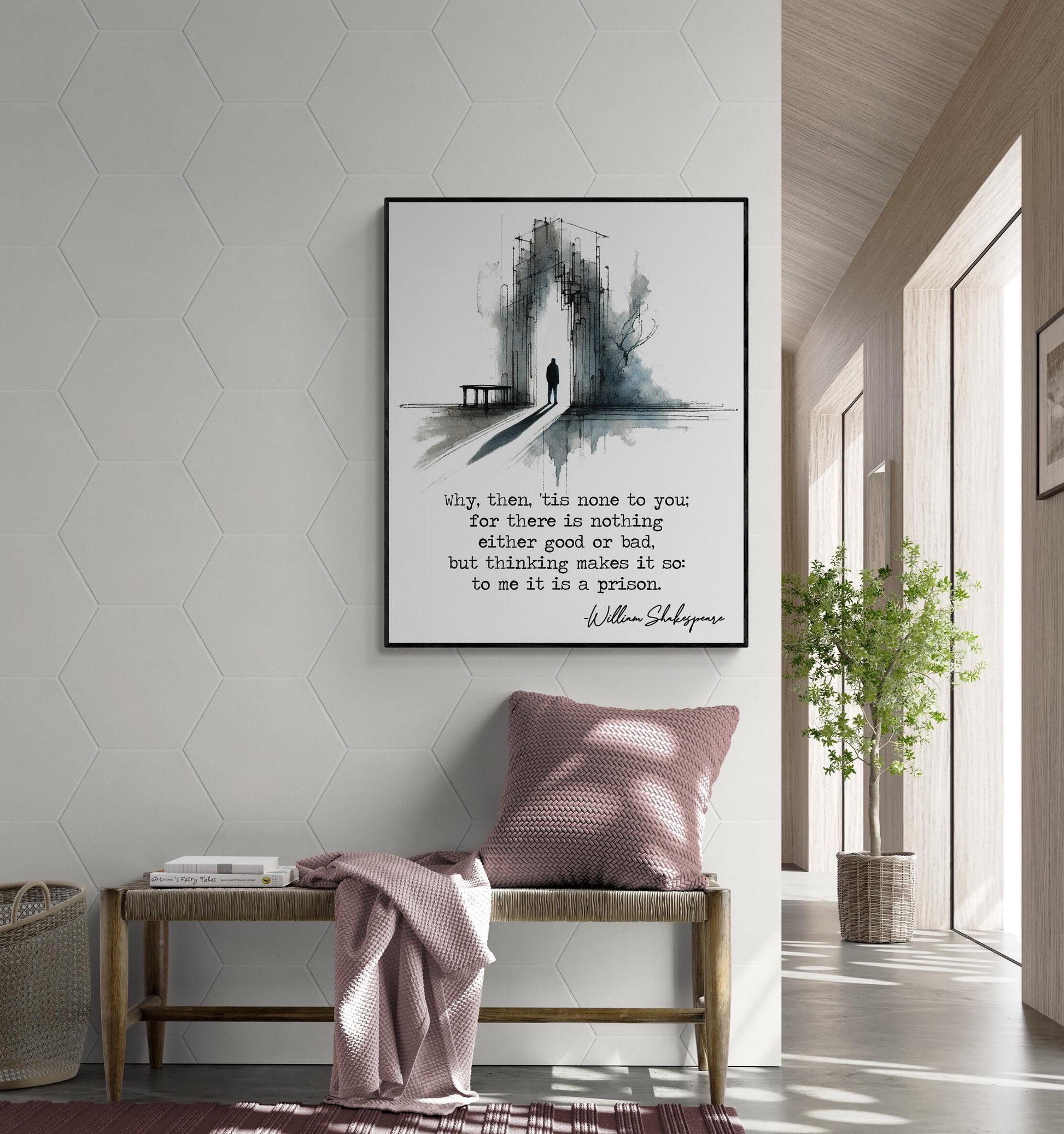 For There Is Nothing Either Good Or Bad by William Shakespeare | Literary | Hamlet | Living Room | Home Decor | Watercolor Art Print