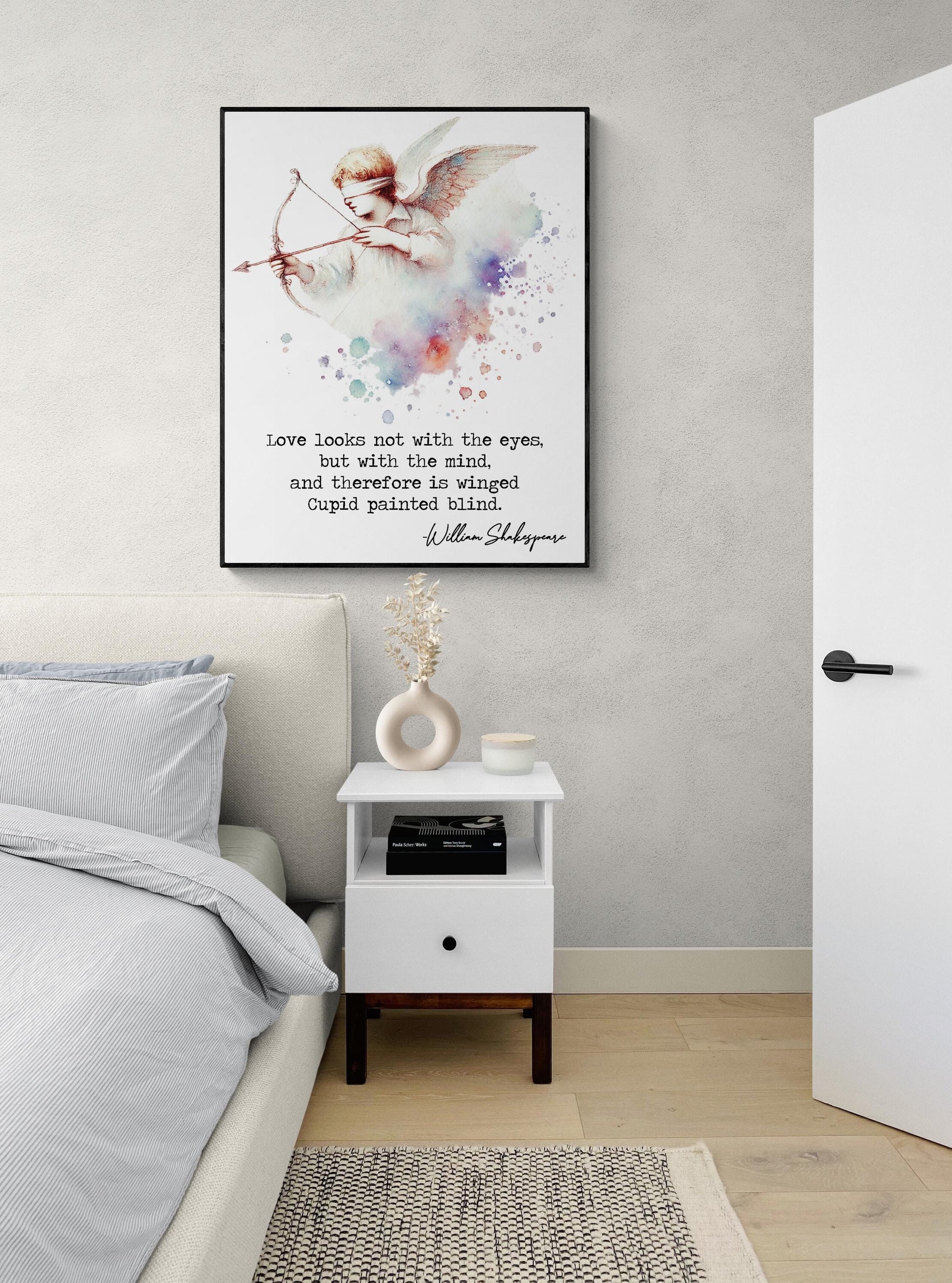 Love Looks Not With The Eyes But With The Mind by William Shakespeare | Literary | Living Room | Home Decor | Watercolor Art Print
