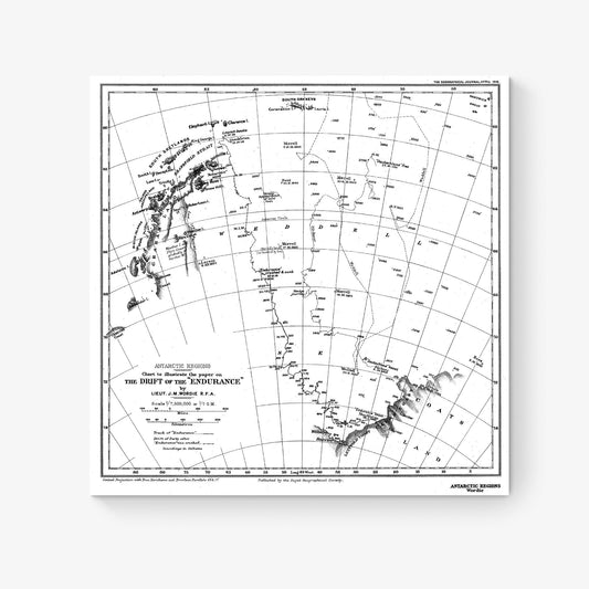 Ernest Shackleton Expedition Map | HMS Endurance | Home Decor | Living Room Artwork | Ship Boat Nautical Navy History | Vintage Art Print