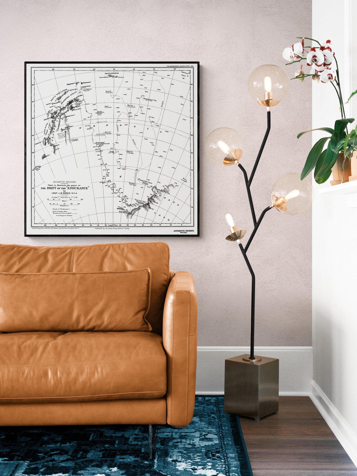 Ernest Shackleton Expedition Map | HMS Endurance | Home Decor | Living Room Artwork | Ship Boat Nautical Navy History | Vintage Art Print