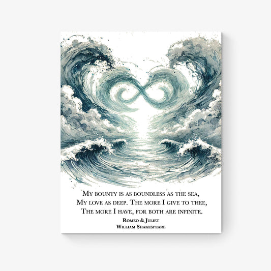 My Bounty Is As Boundless As The Sea My Love As Deep by William Shakespeare | Literary | Living Room | Home Decor | Watercolor Art Print