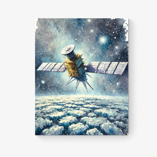 Europa Clipper Mission Art | Watercolor | Retro Sci Fi | Jupiter Moon | Space Flight | Living Room Home Decor | NASA Fine Art Print