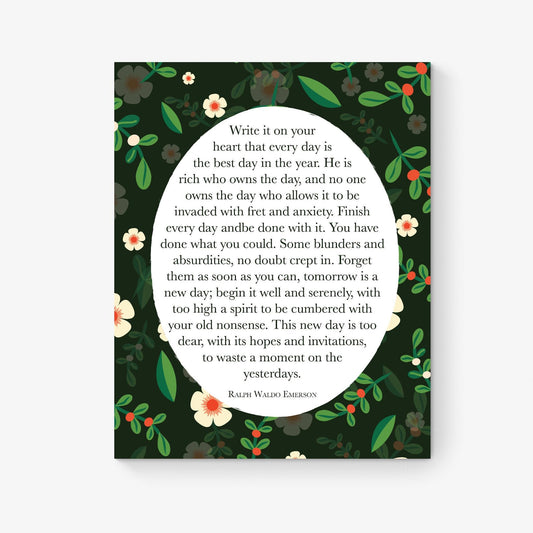 Write It On Your Heart | Ralph Waldo Emerson Quote | Poem Poetry | Home Decor Wall Artwork | Green Floral | Gifts | Literary | Art Print