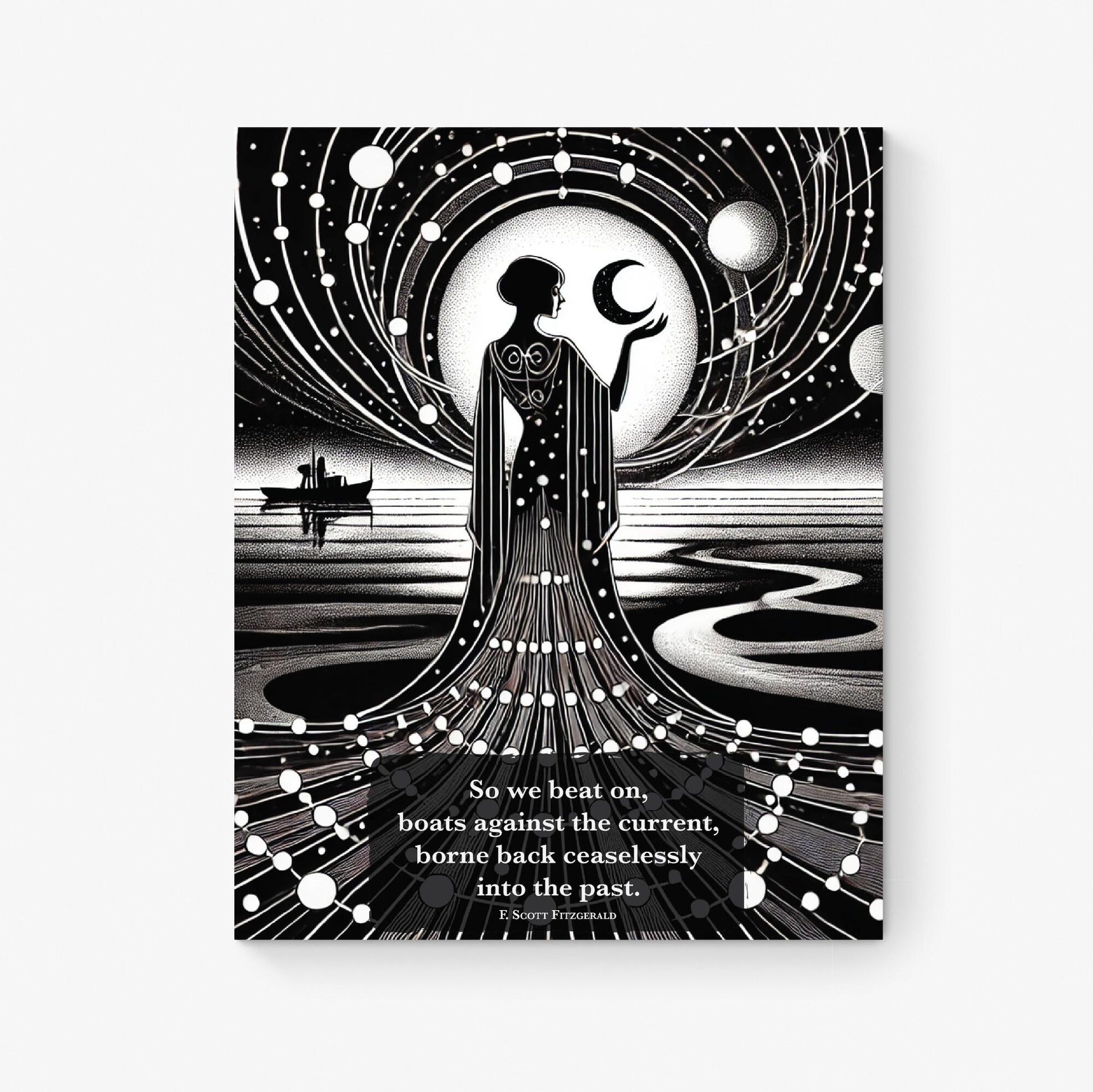 So We Beat On Boats Against The Current | The Great Gatsby | F. Scott Fitzgerald | Daisy Buchanan | Home Decor | Watercolor | Art Print