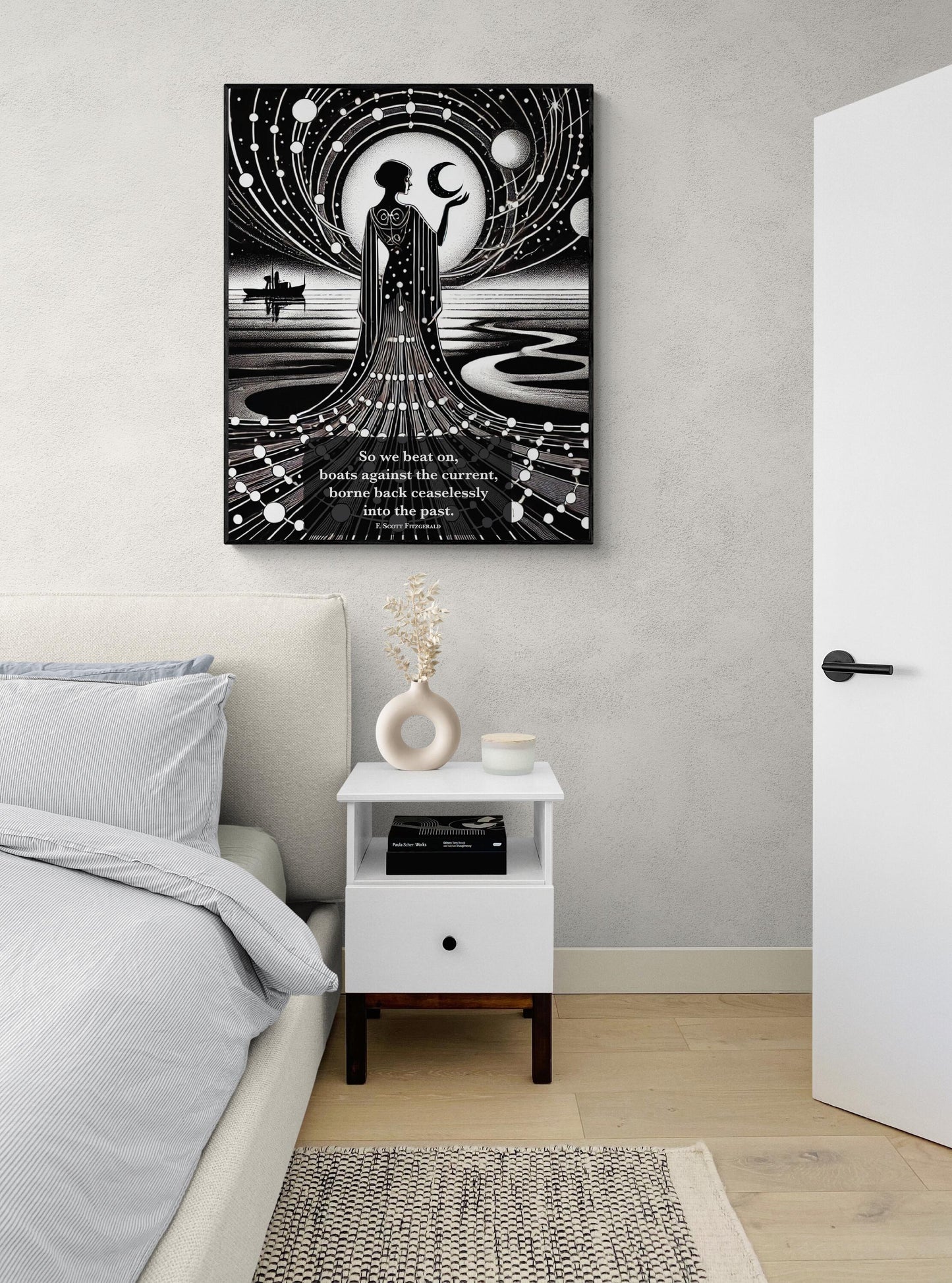 So We Beat On Boats Against The Current | The Great Gatsby | F. Scott Fitzgerald | Daisy Buchanan | Home Decor | Watercolor | Art Print