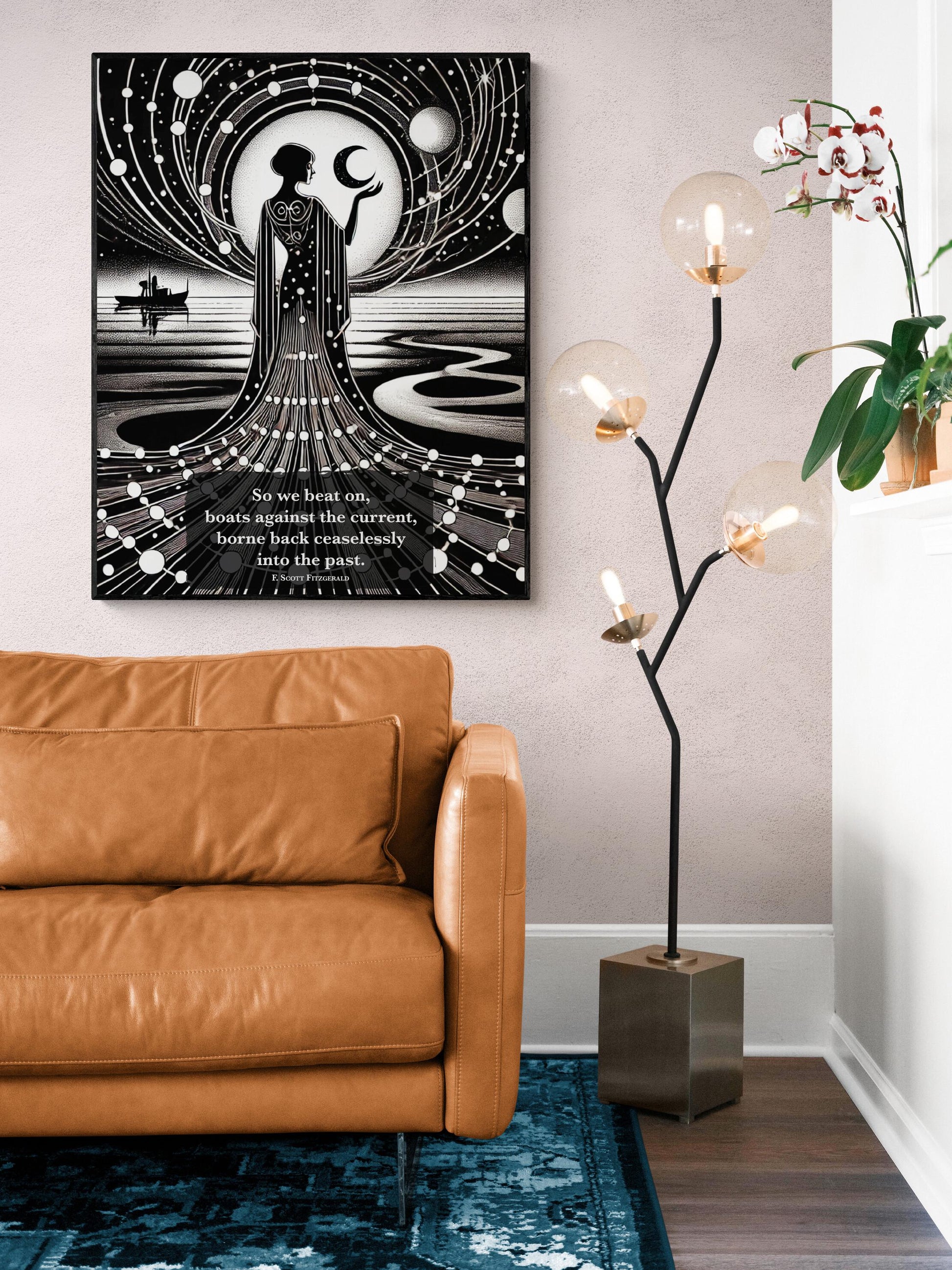 So We Beat On Boats Against The Current | The Great Gatsby | F. Scott Fitzgerald | Daisy Buchanan | Home Decor | Watercolor | Art Print