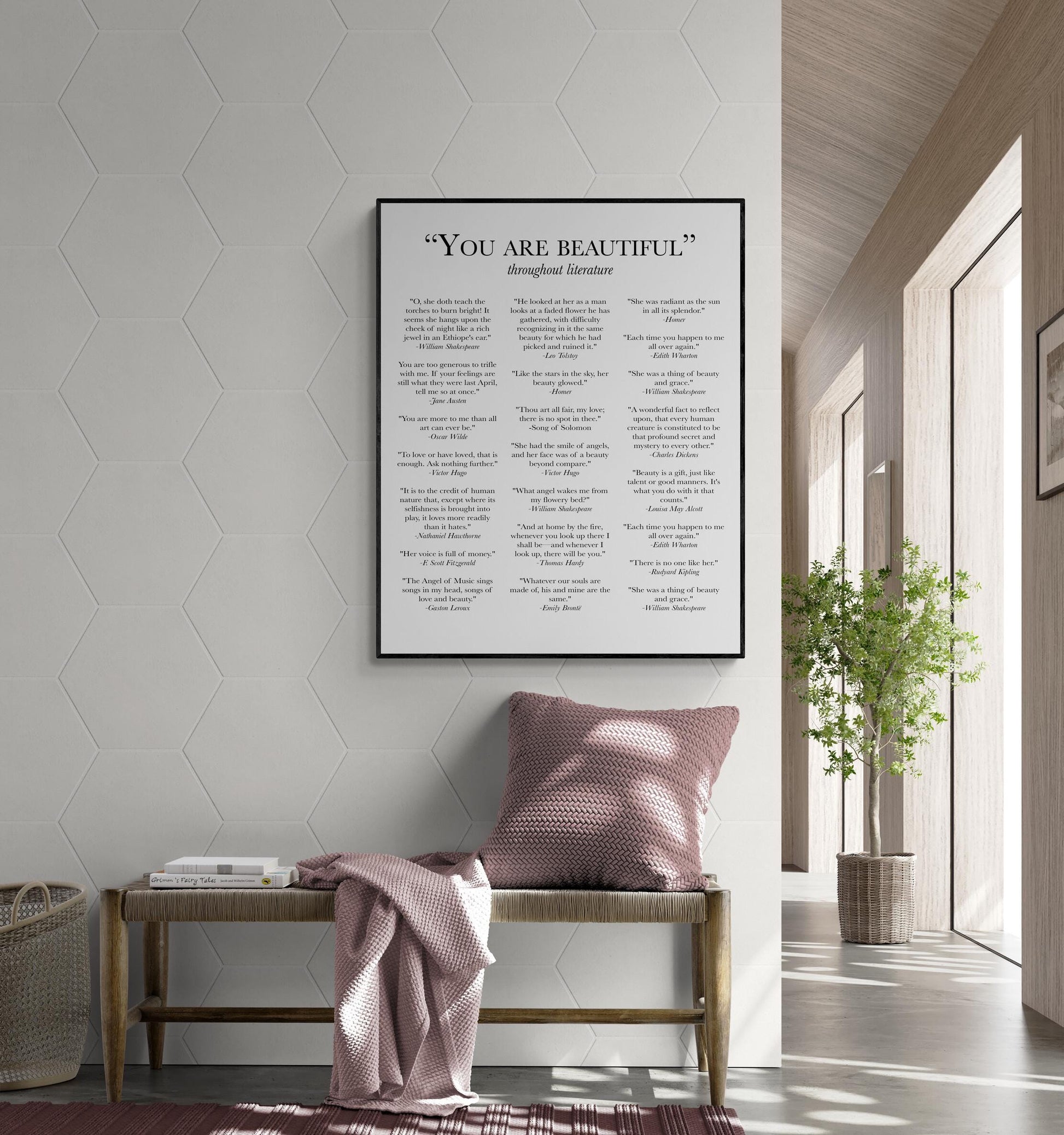 You Are Beautiful Throughout Literature | Classic Novels | English Literary Books | Brave Strong Love | Home Decor | Typography | Art Print