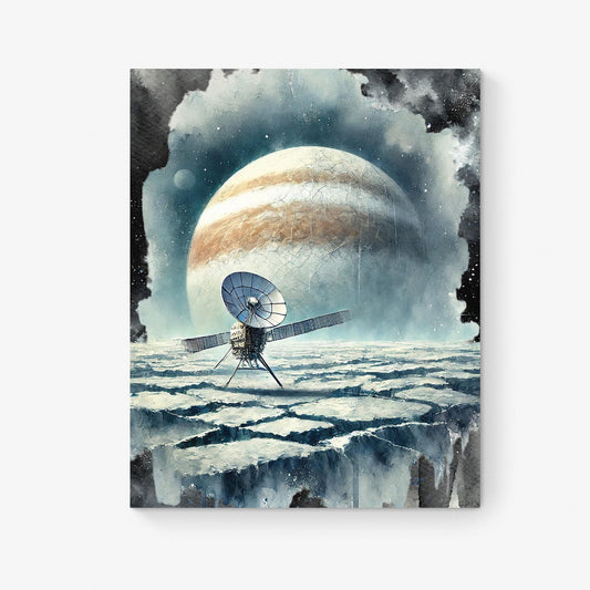 Europa Clipper Mission Art | Watercolor Sketch | Retro Sci Fi | Jupiter Moon | Space Exploration | Living Room Home Decor | NASA Art Print