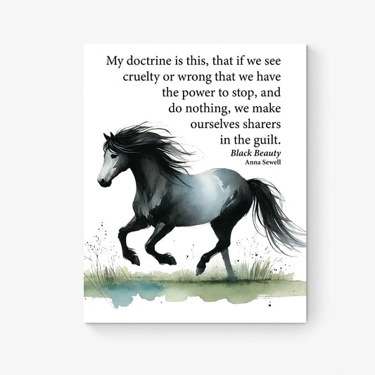 My Doctrine Is This | Black Beauty | Anna Sewell | Horse Children's Literature | Home Decor | Watercolor Living Room | Literary Art Print