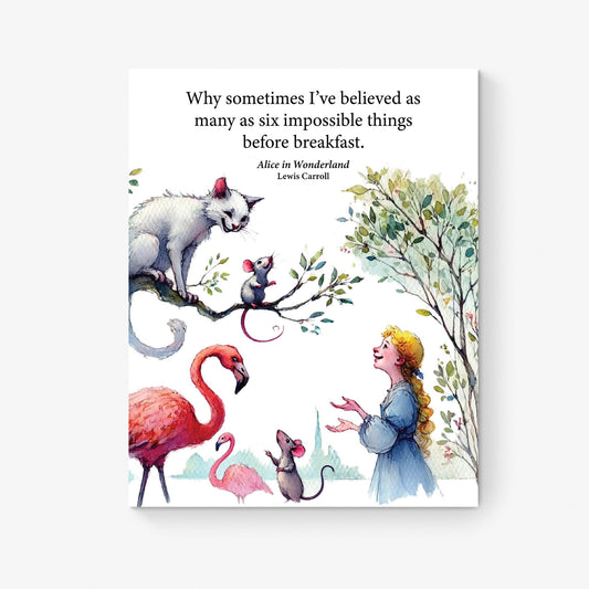 Six Impossible Things Before Breakfast | Alice in Wonderland | Lewis Carroll | Home Decor | Watercolor Literature | Literary Art Print