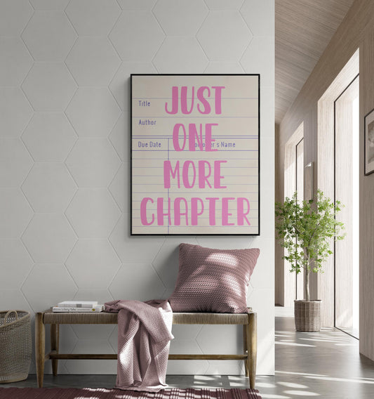 Just One More Chapter | Bookish Wall Art | Retro Library Card | Gift For Her Poster | Book Reader | Home Decor | Literary Art Print