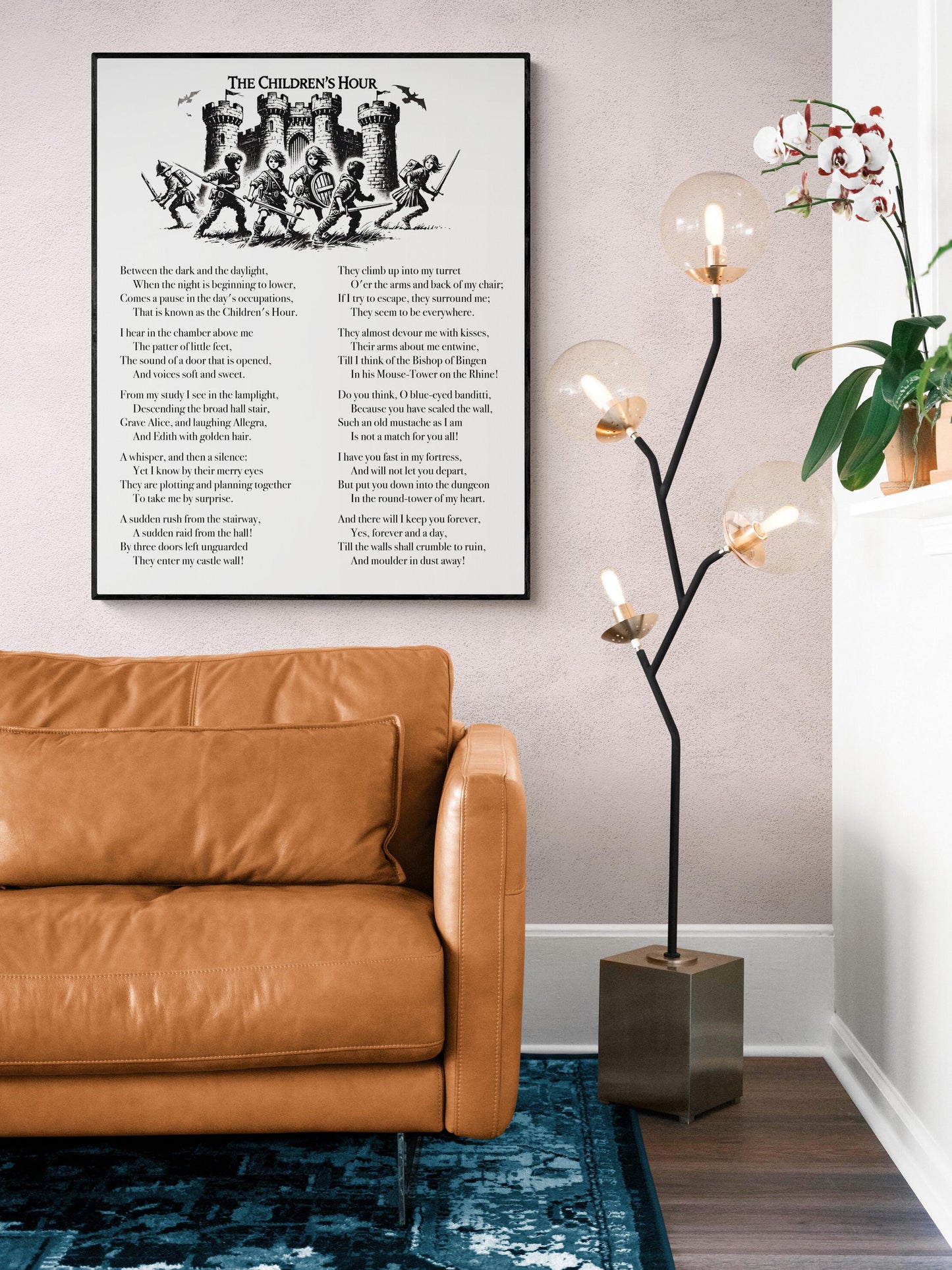 Children's Hour by Henry Wadsworth Longfellow | Poem Sketch | Children Kids Parents | Inspirational | Living Room | Home Decor | Art Print