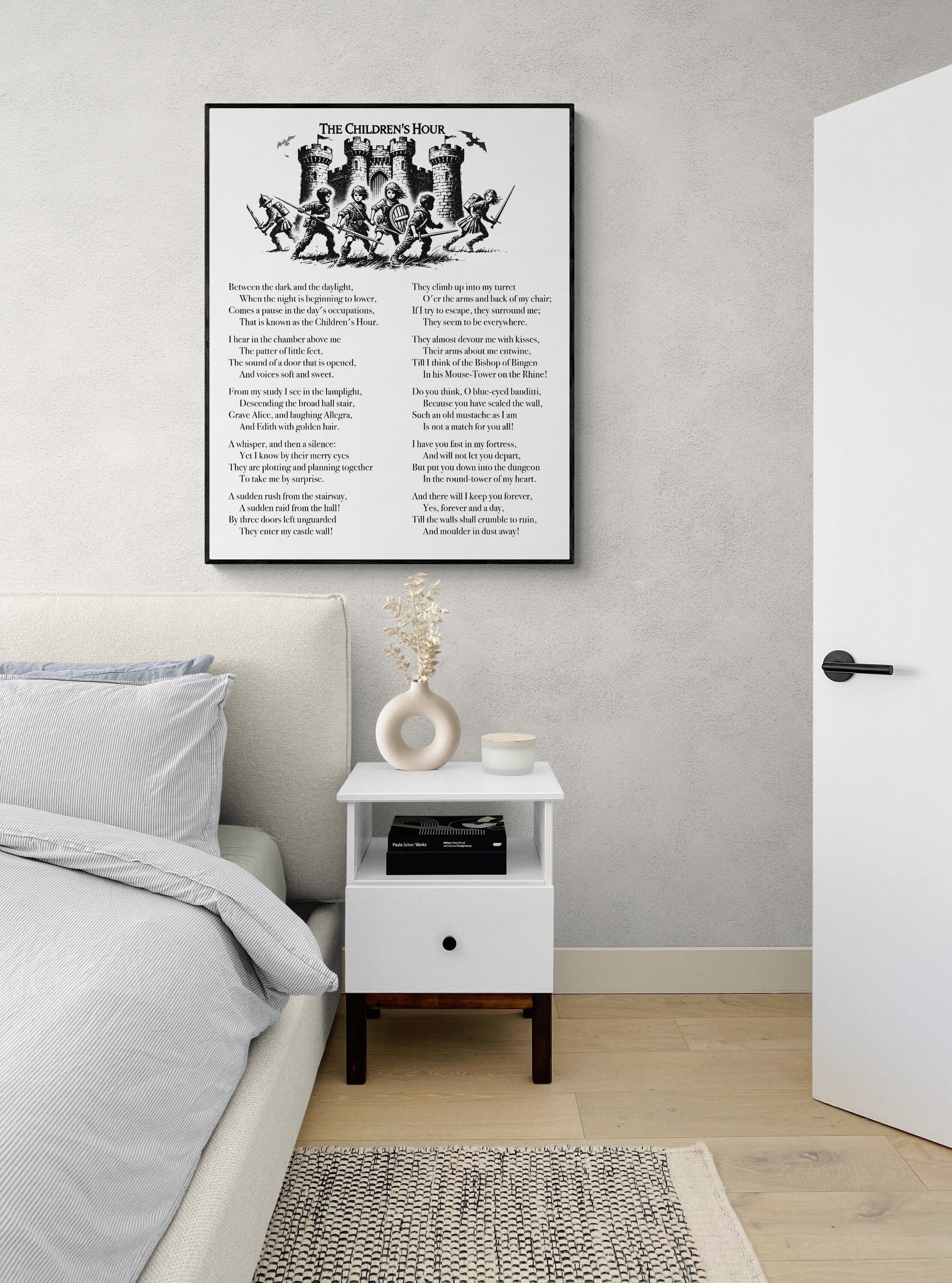 Children's Hour by Henry Wadsworth Longfellow | Poem Sketch | Children Kids Parents | Inspirational | Living Room | Home Decor | Art Print