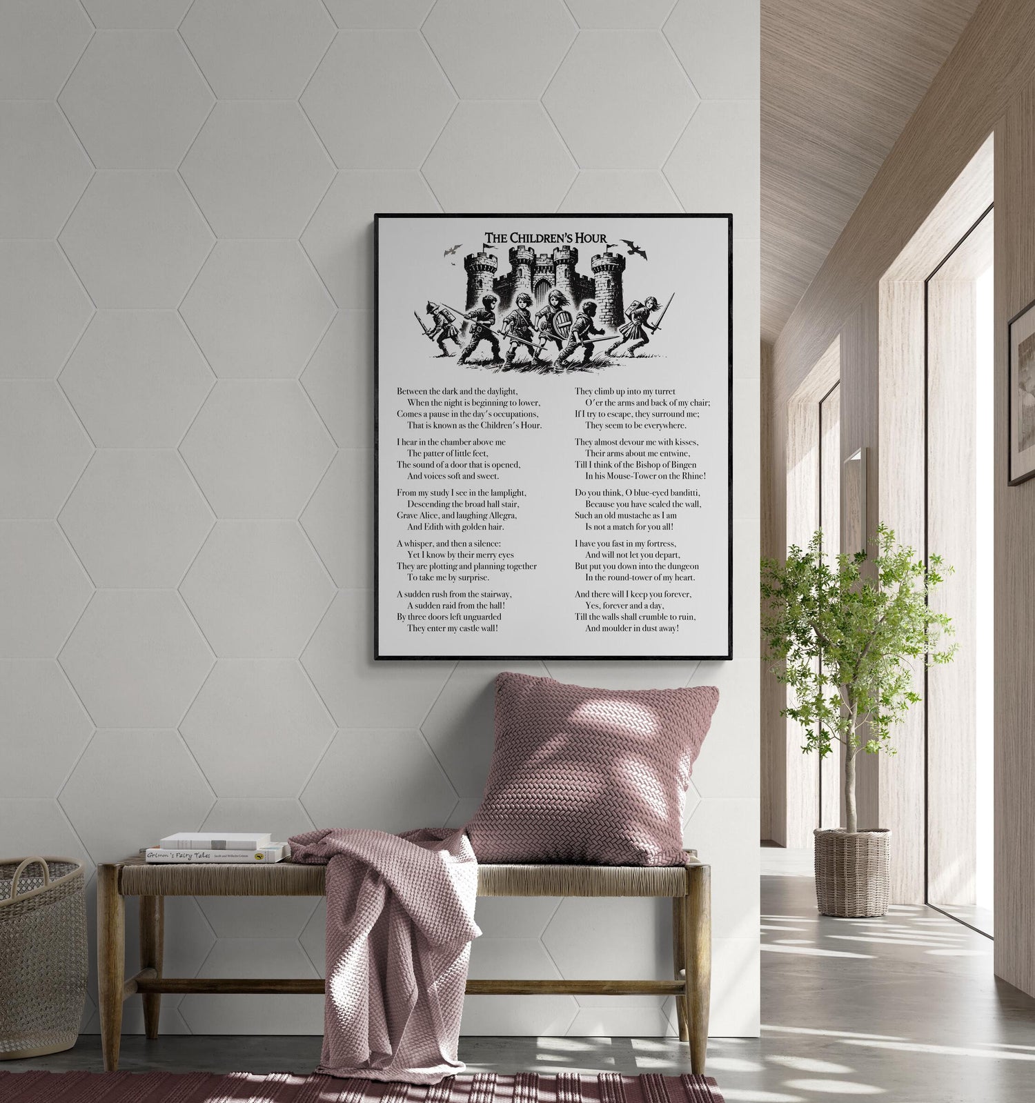 Children's Hour by Henry Wadsworth Longfellow | Poem Sketch | Children Kids Parents | Inspirational | Living Room | Home Decor | Art Print