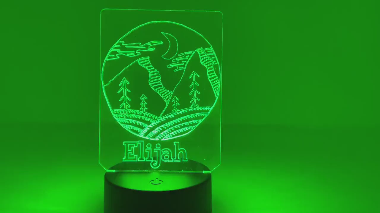 Mountains At Night | Personalized LED Sign | Gifts for Kids | Kid Home Decor | Night Light for Kids
