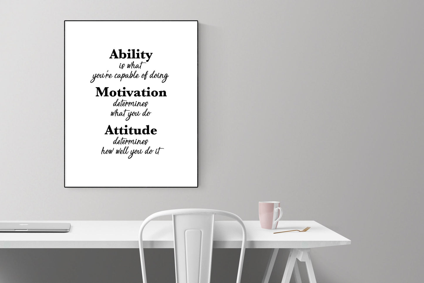 Ability, Motivation, Attitude | Motivational Art Print | Random Acts of Kindness
