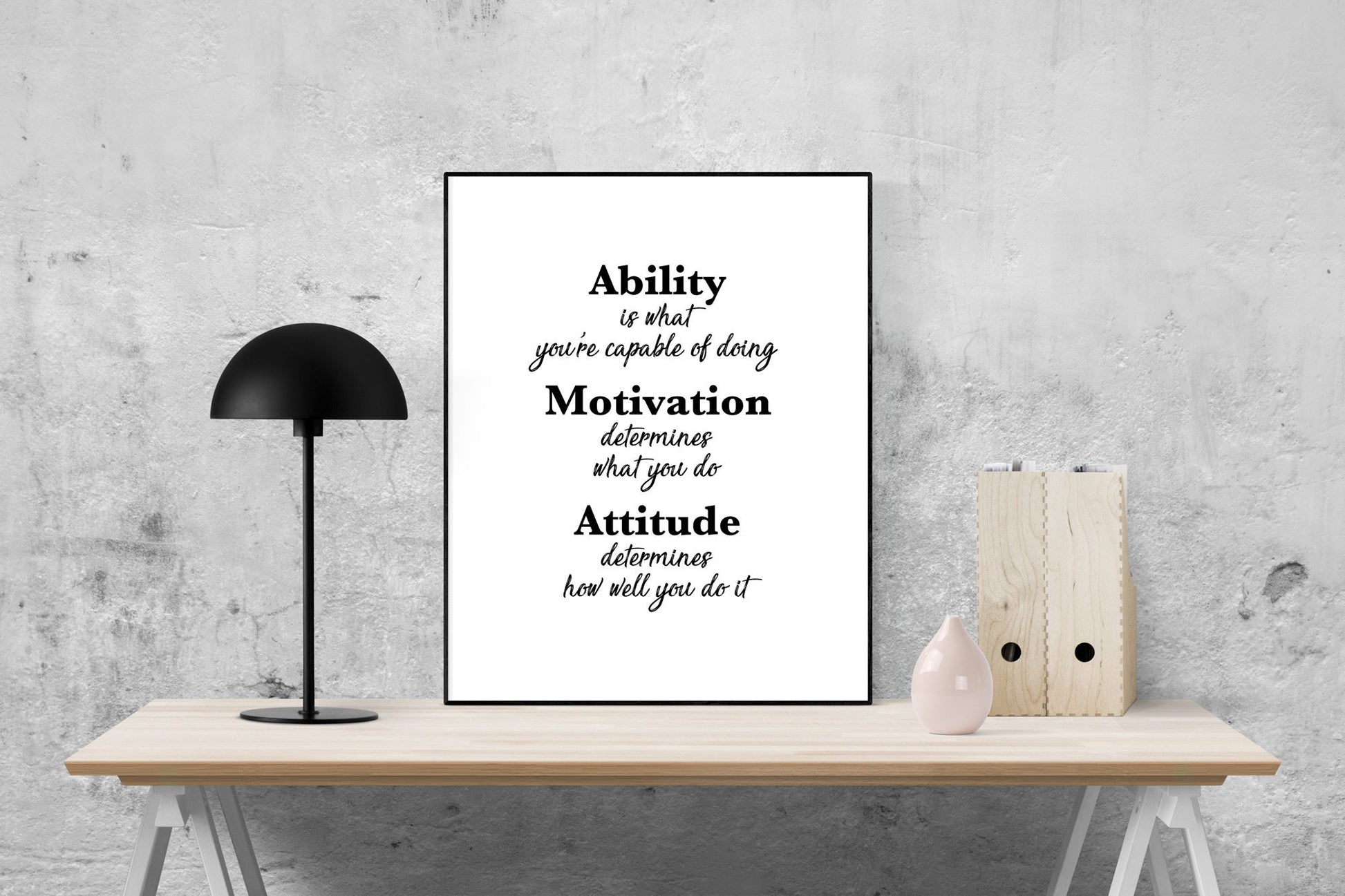 Ability, Motivation, Attitude | Motivational Art Print | Random Acts of Kindness