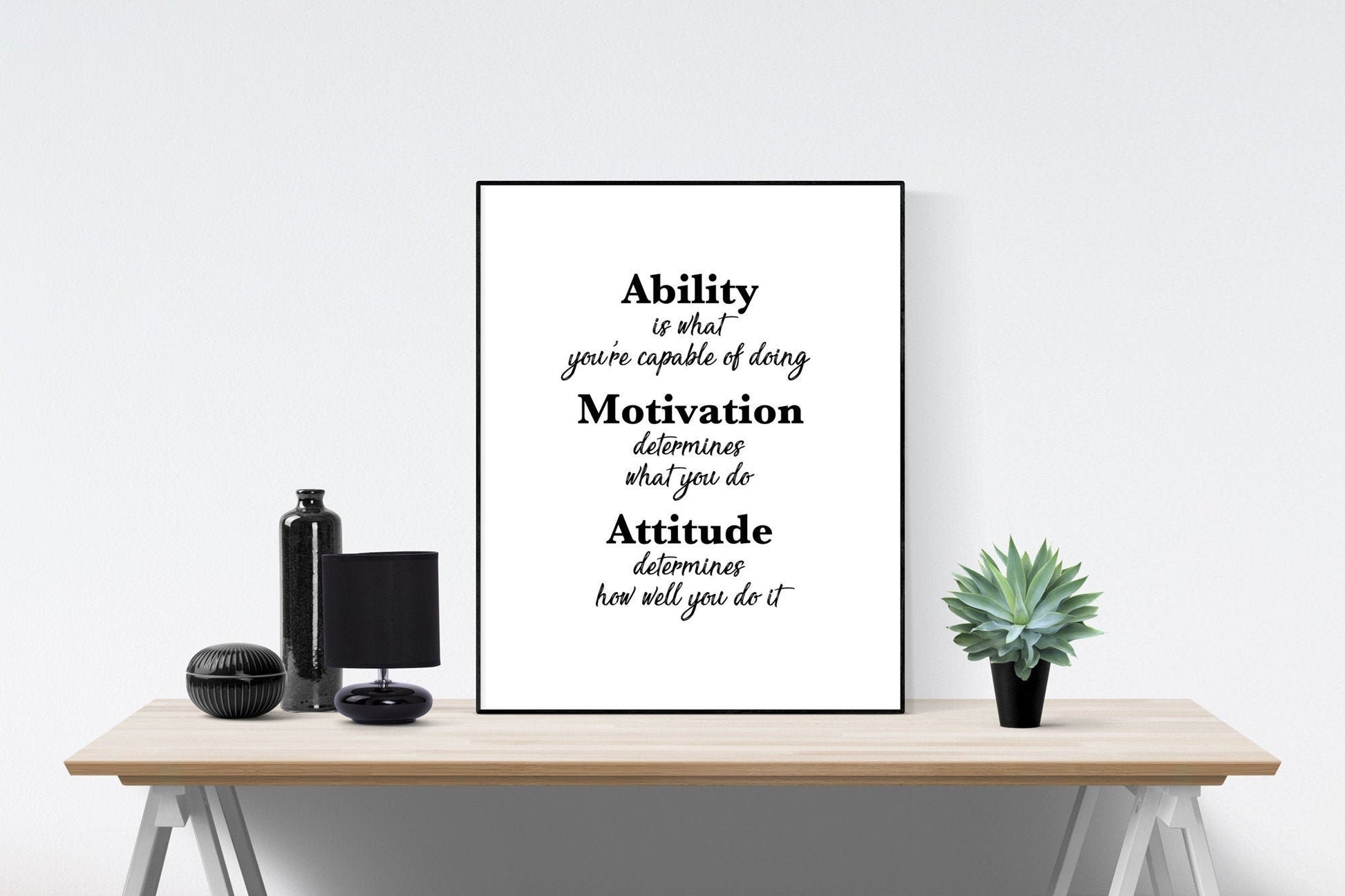 Ability, Motivation, Attitude | Motivational Art Print | Random Acts of Kindness