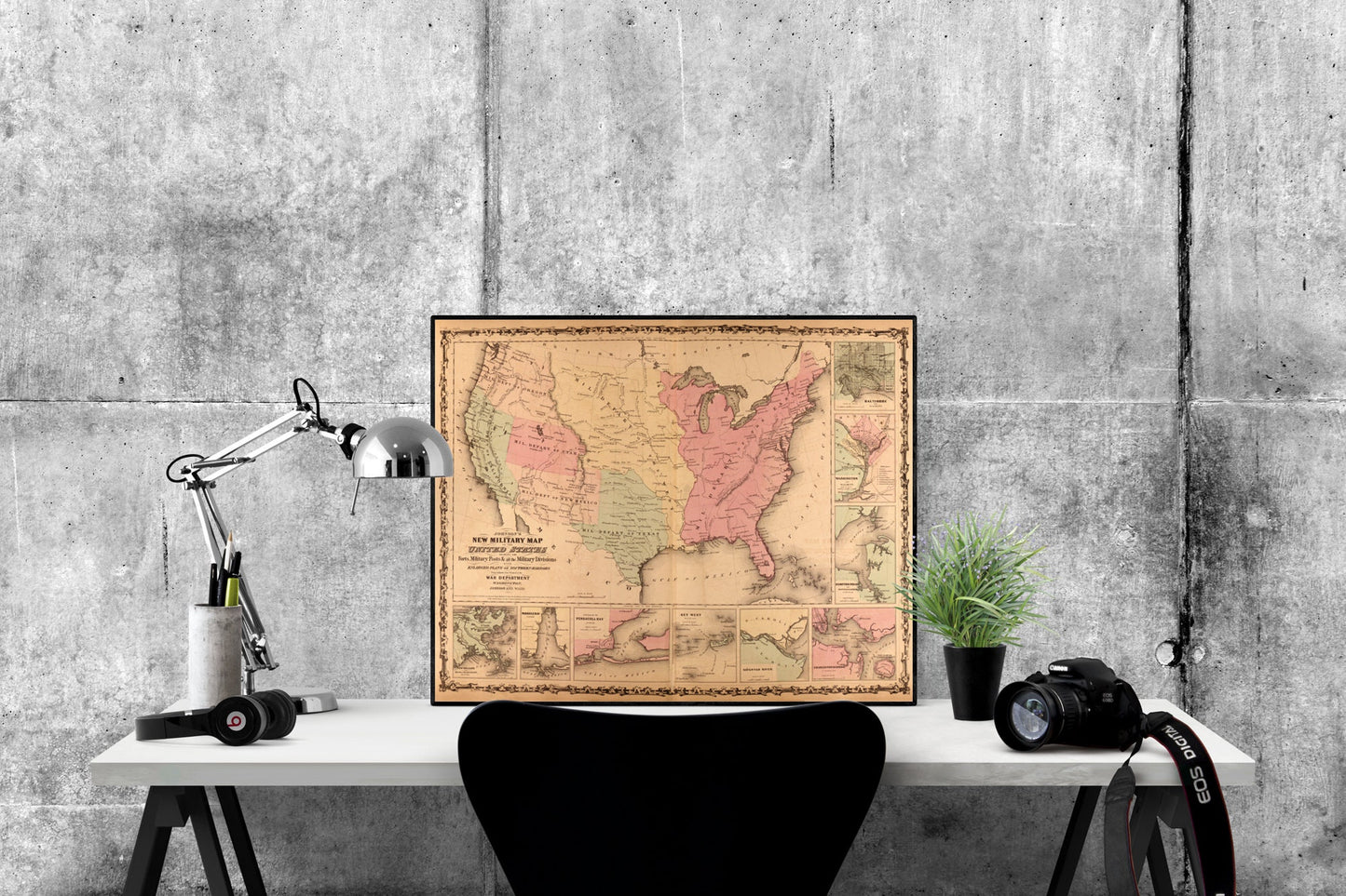 Andrew Johnson's New Military Map Of The United States Showing Forts And Military Posts | Pre-Civil War | Art Print