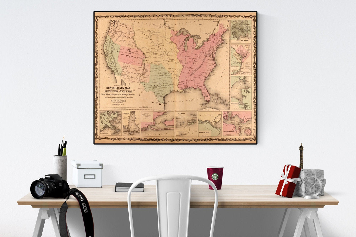 Andrew Johnson's New Military Map Of The United States Showing Forts And Military Posts | Pre-Civil War | Art Print